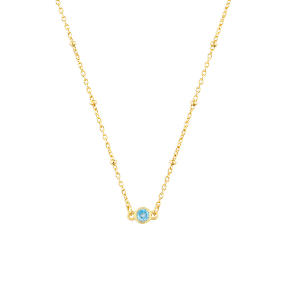 March Birthstone Necklace - Gold