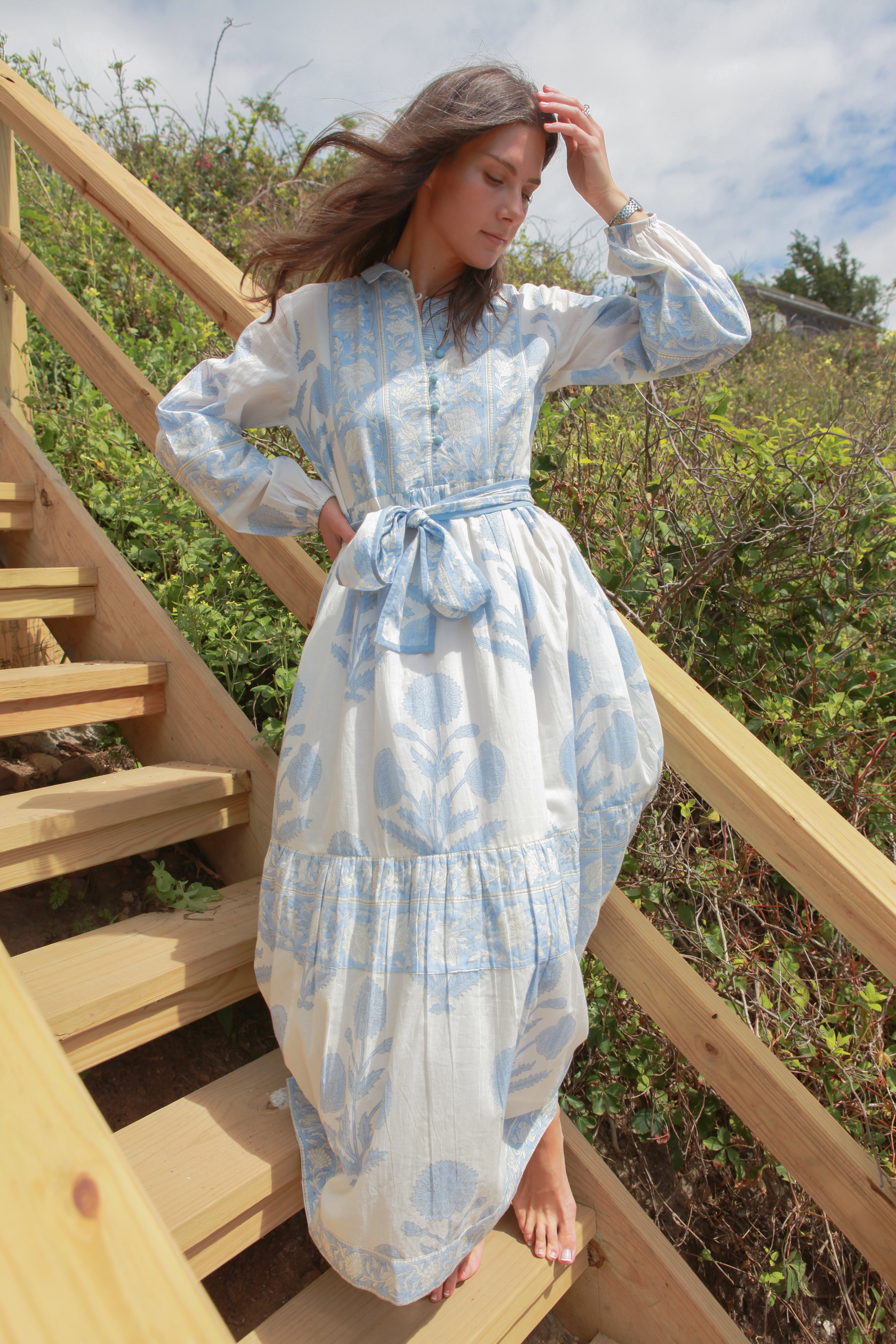 Presley Dress in Buta Blue