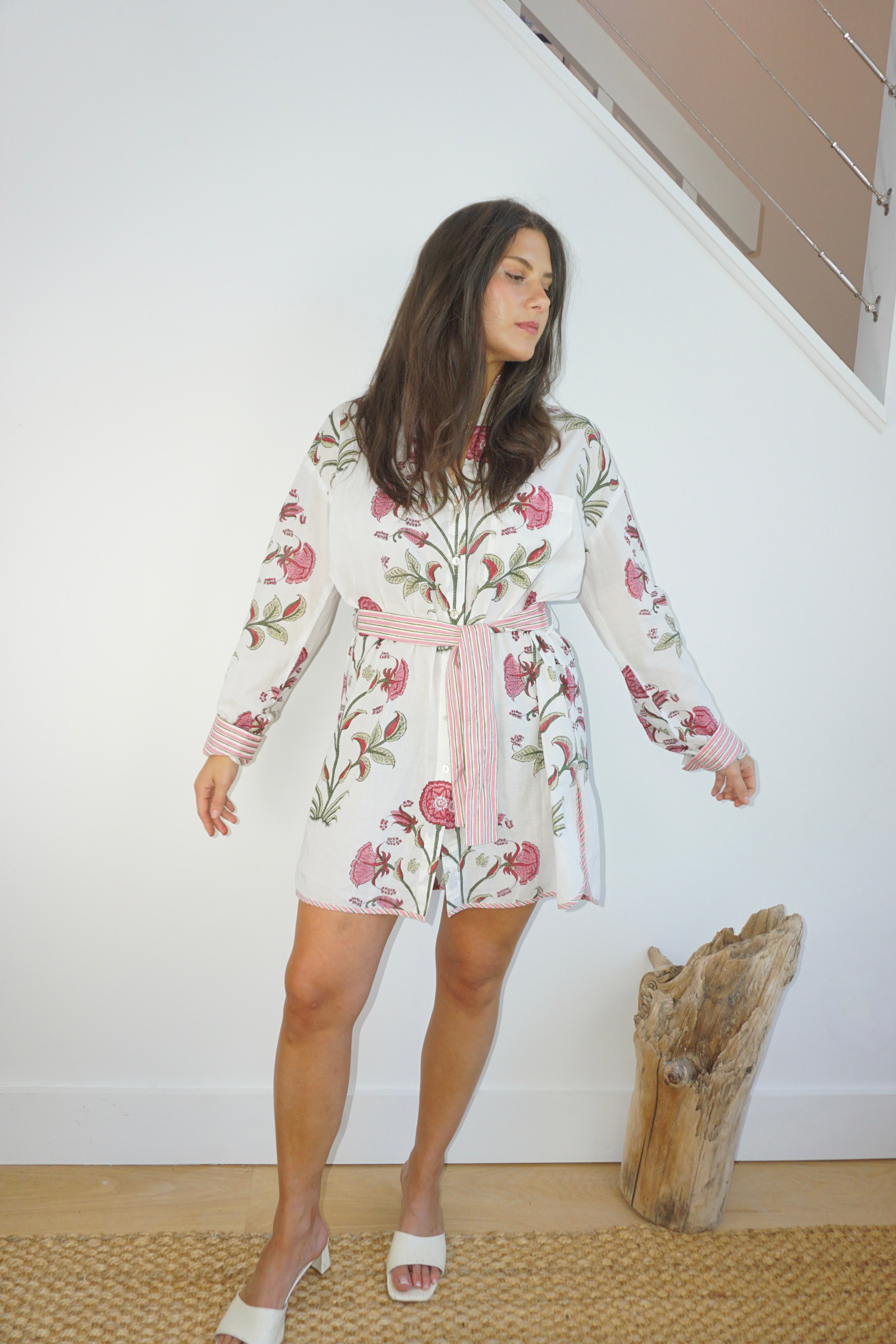 Clove Shirt Dress w/ Belt - Red Vine