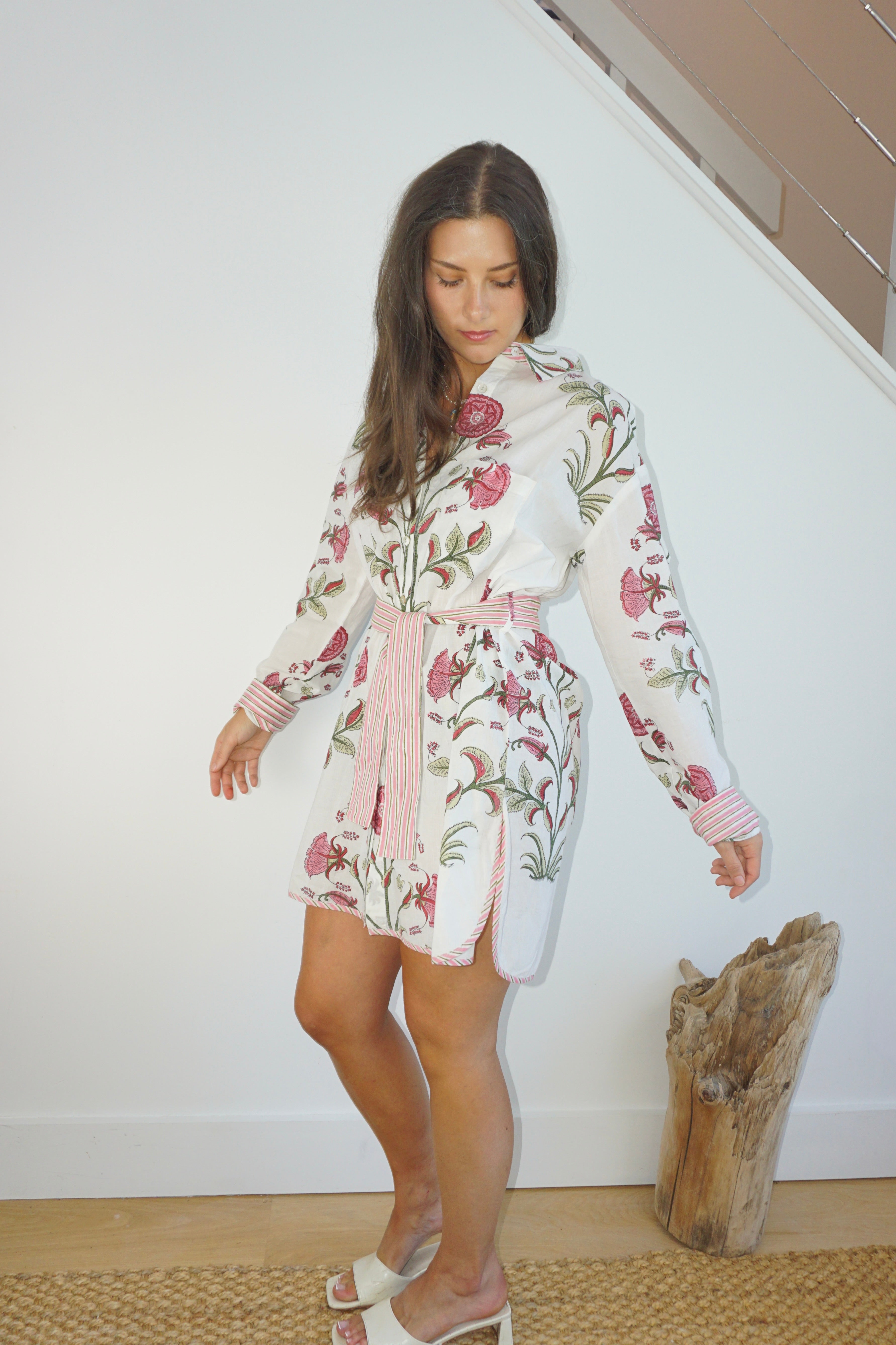 Clove Shirt Dress w/ Belt - Red Vine
