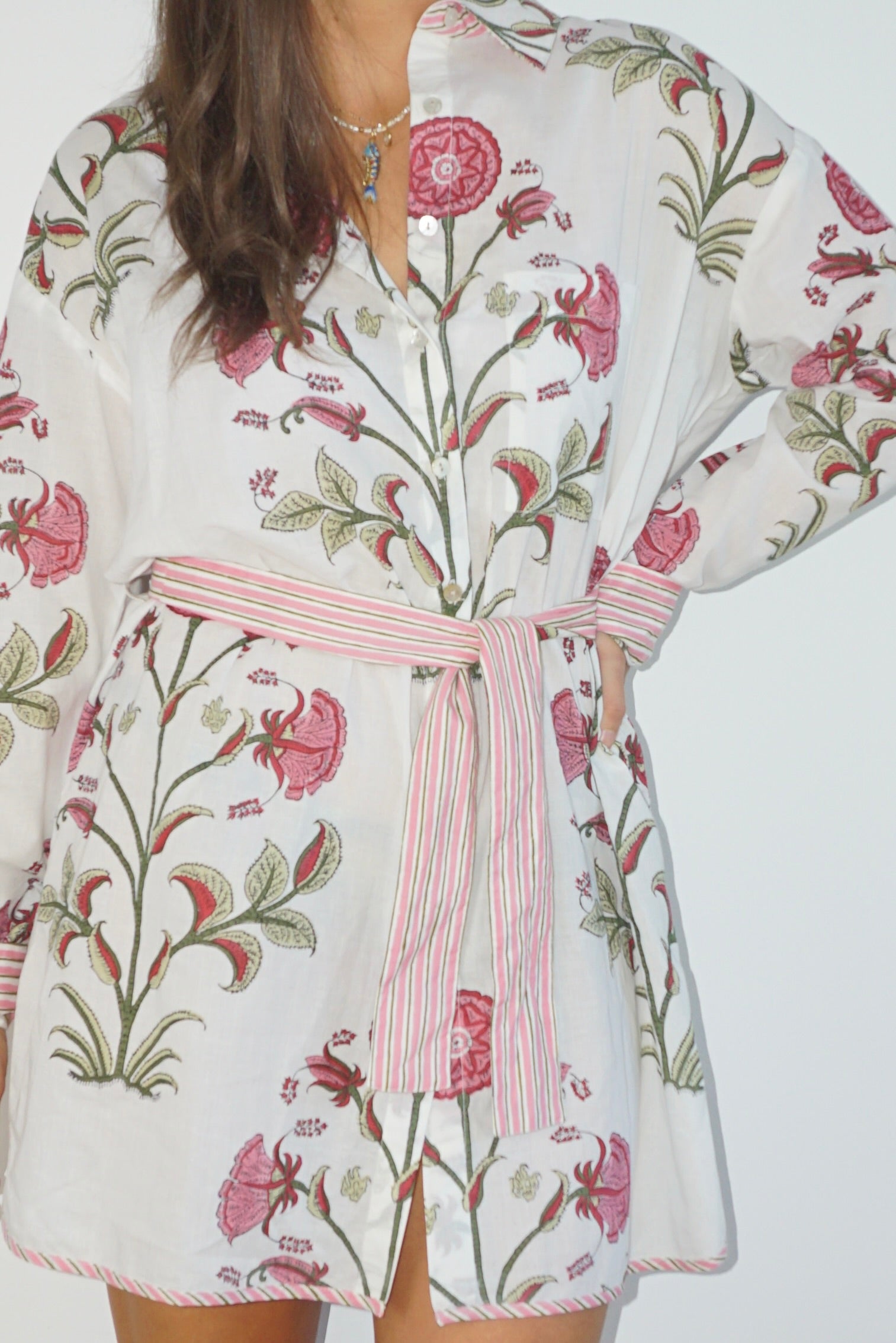 Clove Shirt Dress w/ Belt - Red Vine