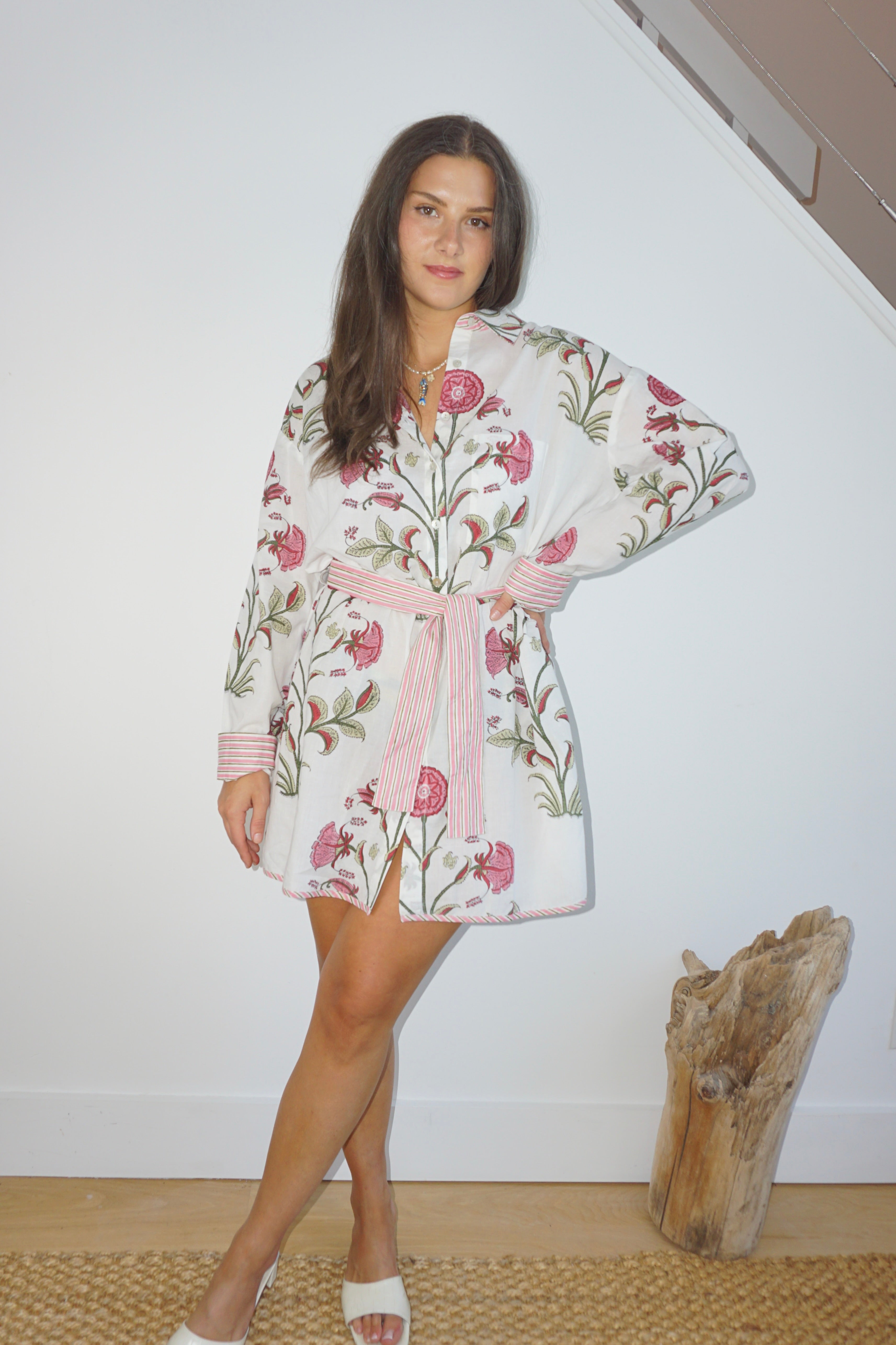 Clove Shirt Dress w/ Belt - Red Vine