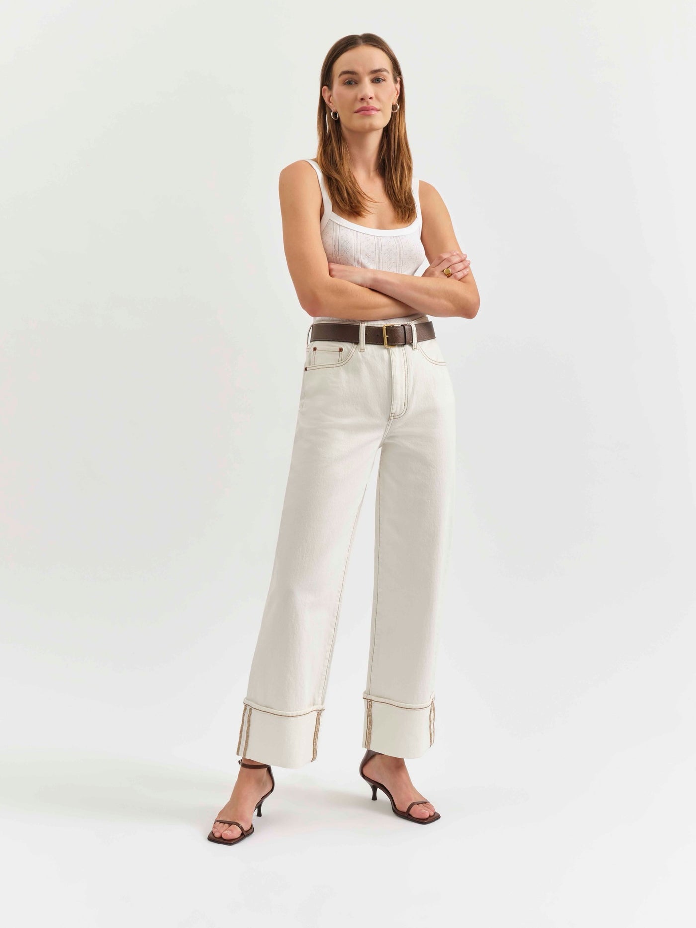 Eastside High Rise Loose Cuff Jean - Vanilla