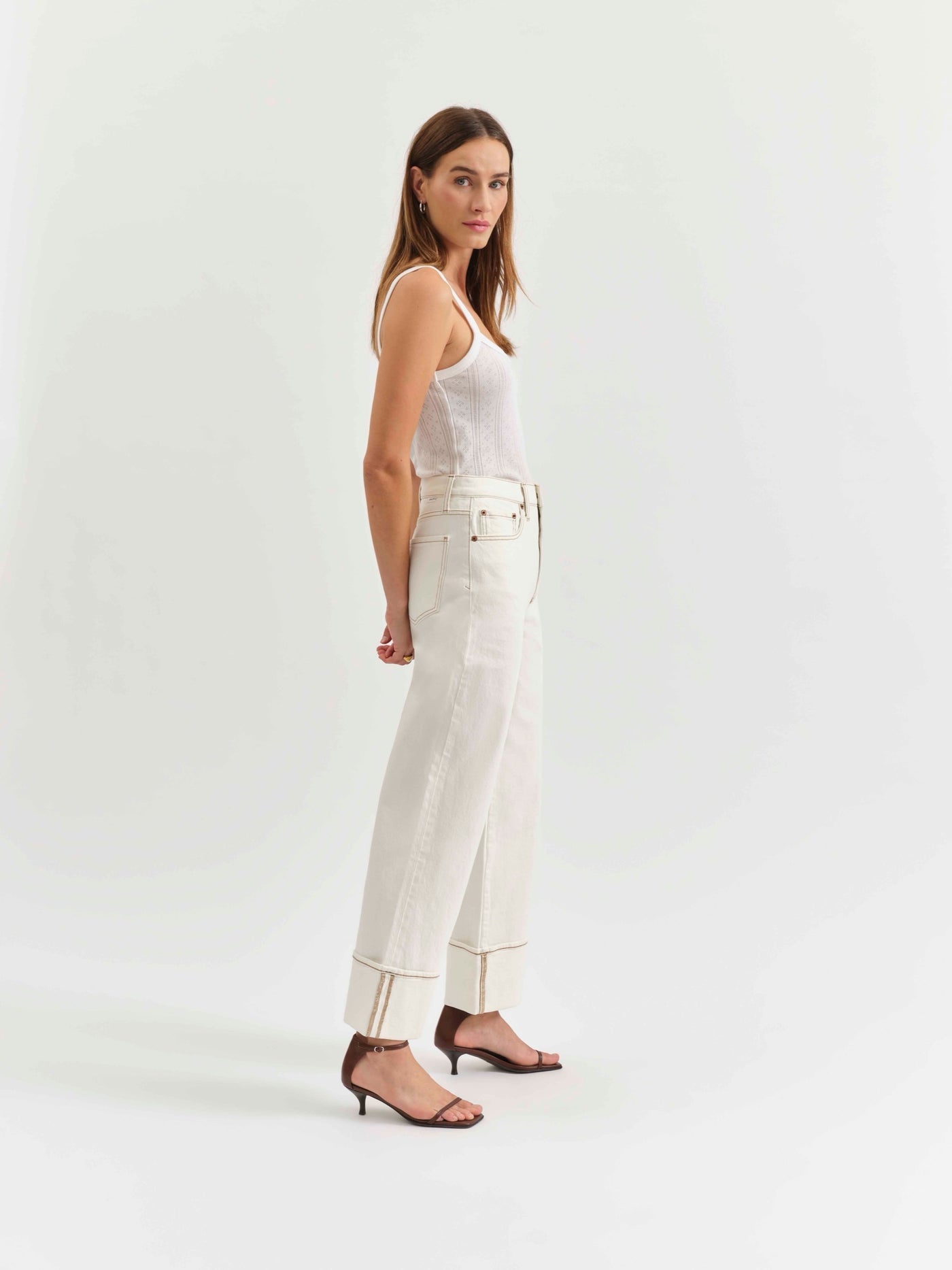 Eastside High Rise Loose Cuff Jean - Vanilla
