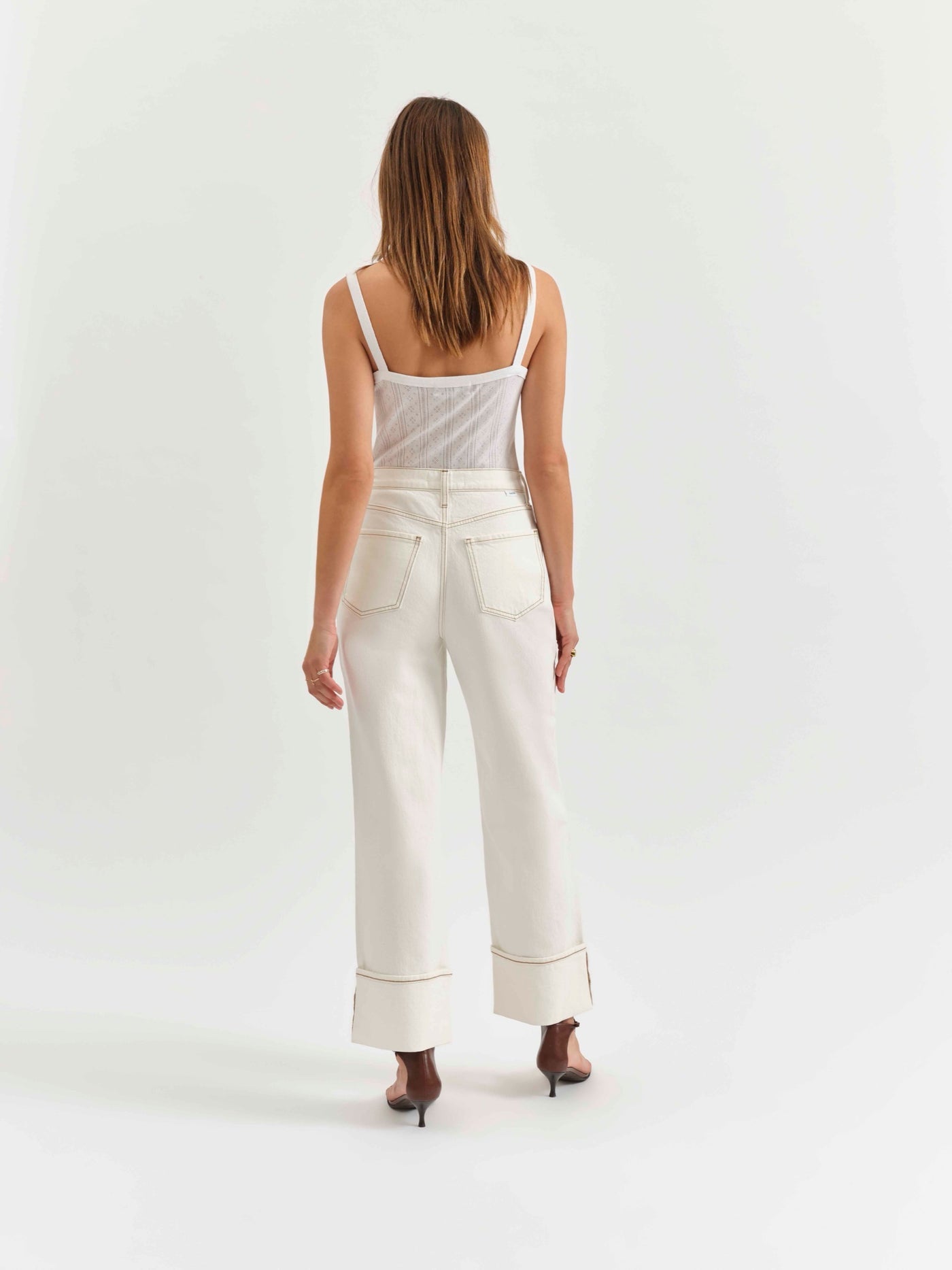 Eastside High Rise Loose Cuff Jean - Vanilla