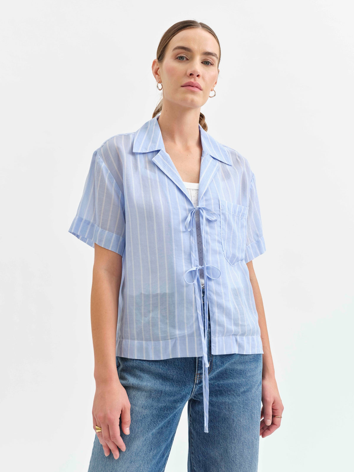 Buttercup Tie Front Shirt - Castle Stripe