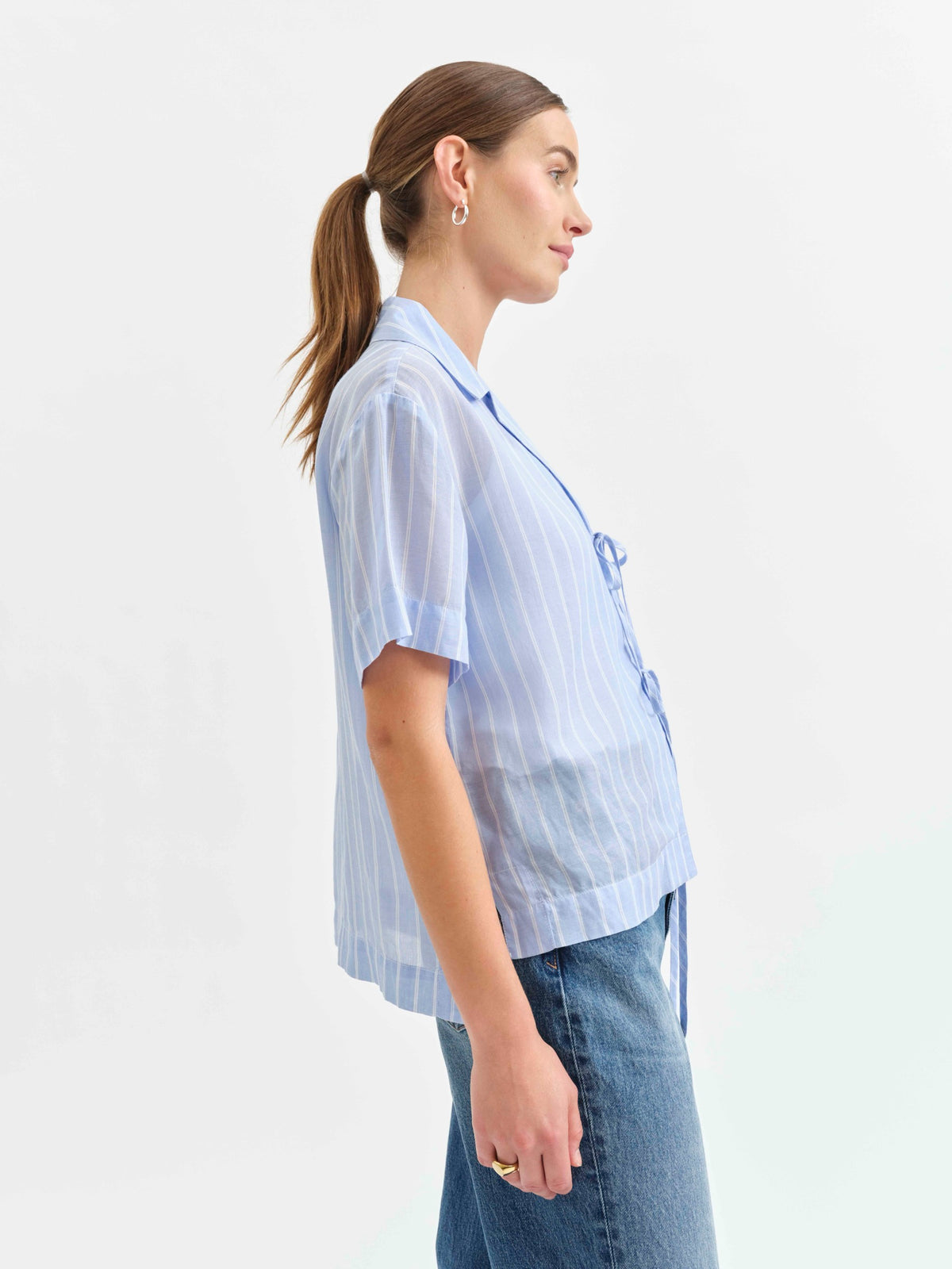 Buttercup Tie Front Shirt - Castle Stripe