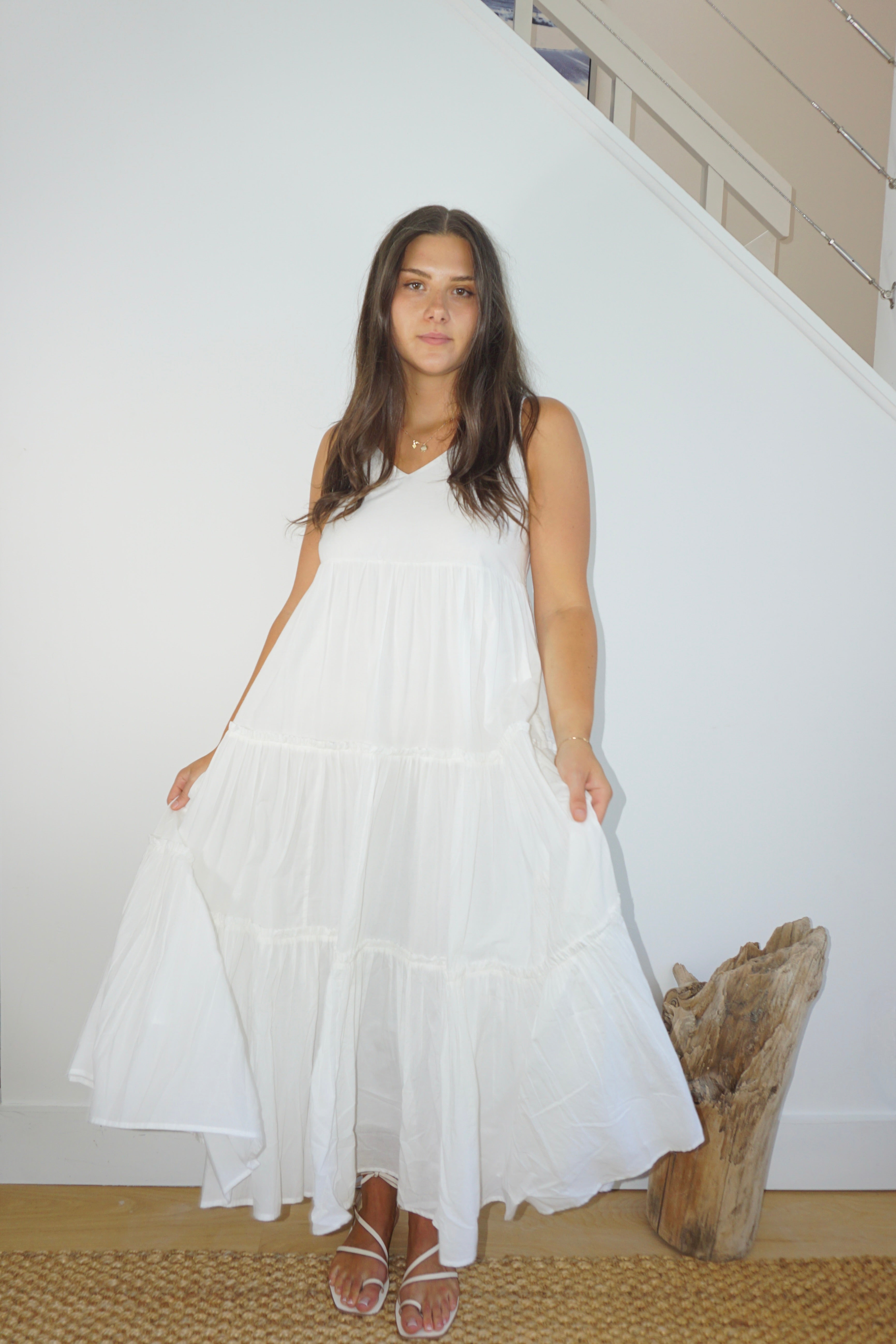 NIBI MTK Donna Tier Maxi Dress - White