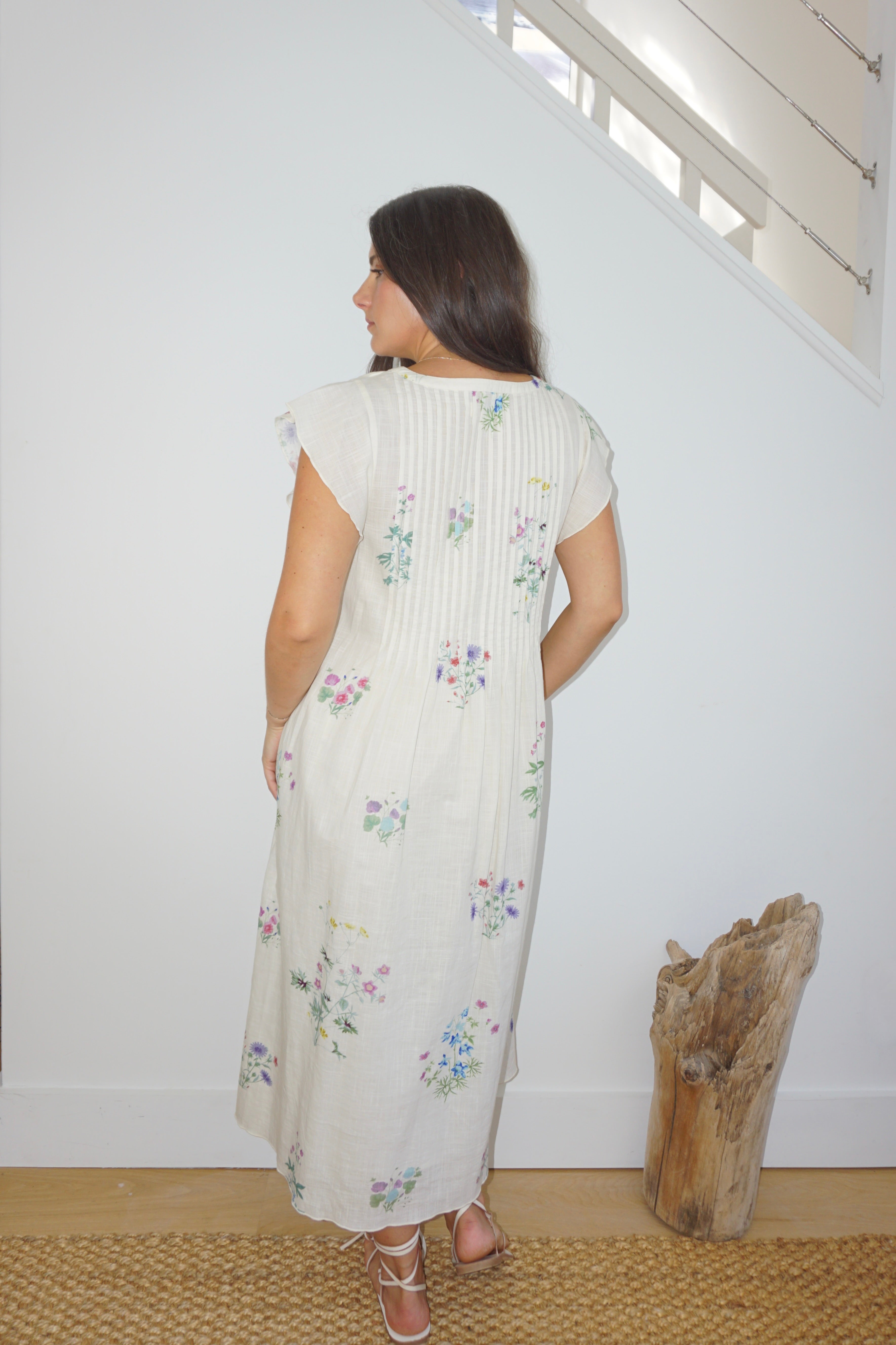 NIBI MTK Doris Midi Dress - Cream Botanical