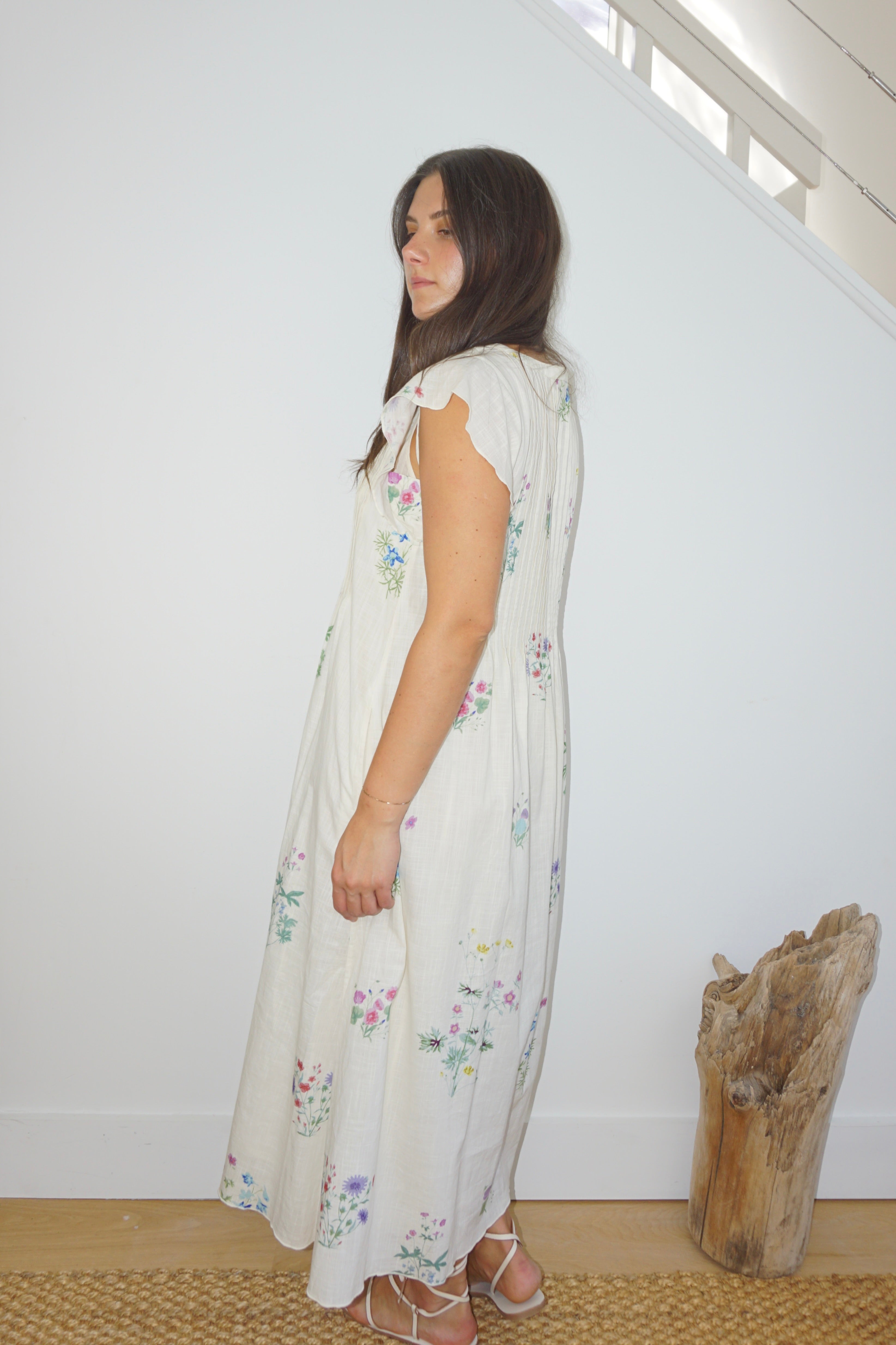 NIBI MTK Doris Midi Dress - Cream Botanical