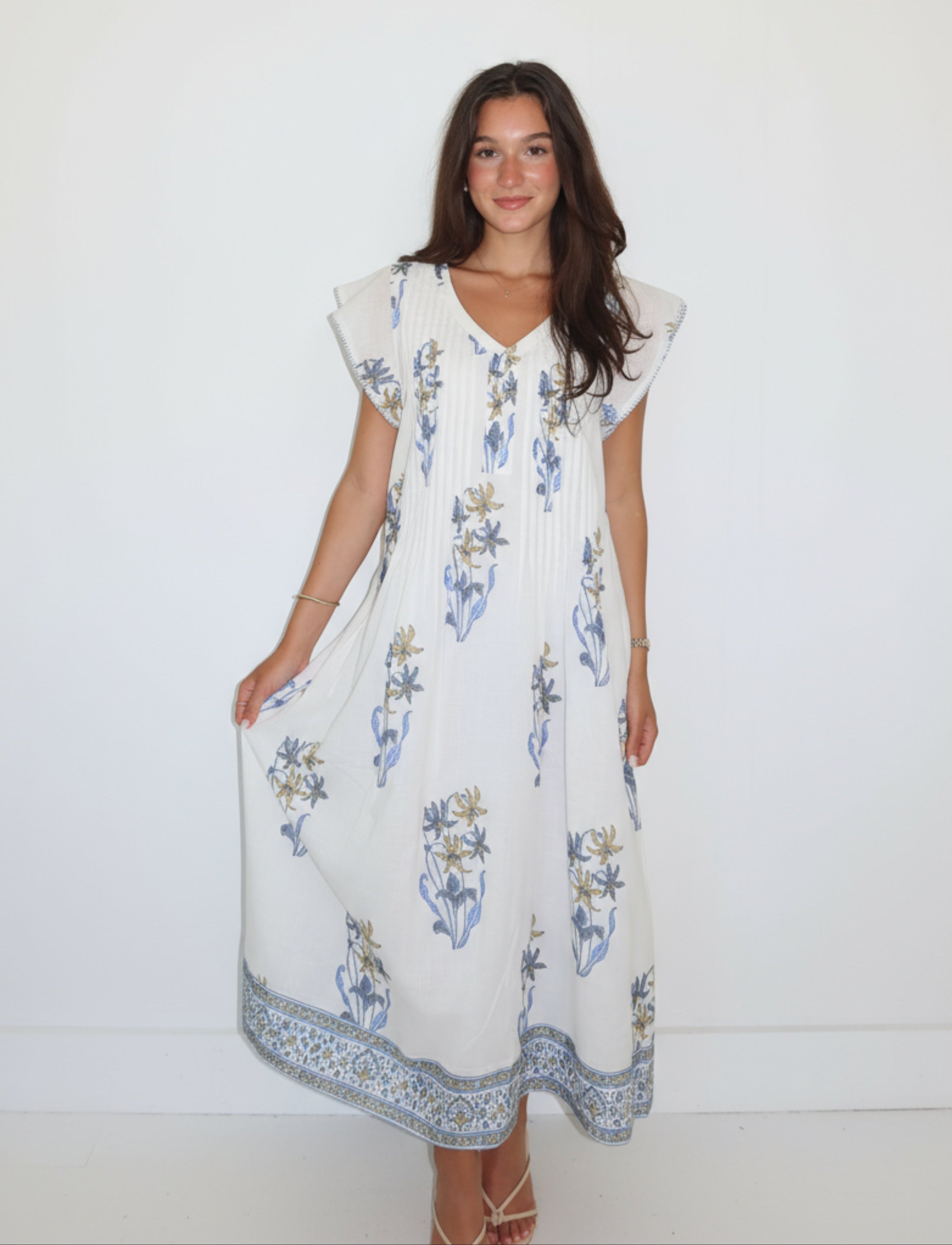Doris Long Dress in Blue Lily