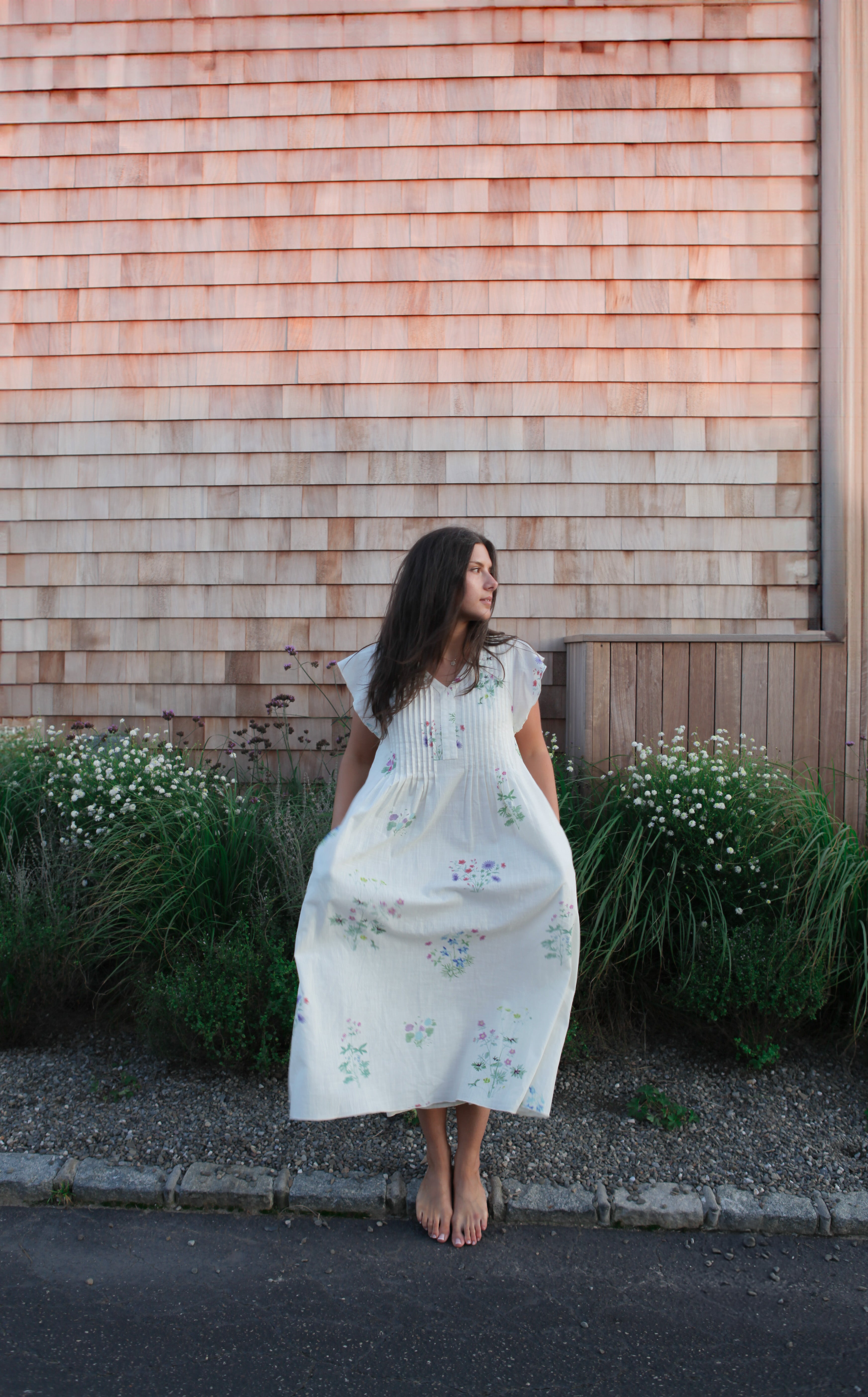NIBI MTK Doris Midi Dress - Cream Botanical