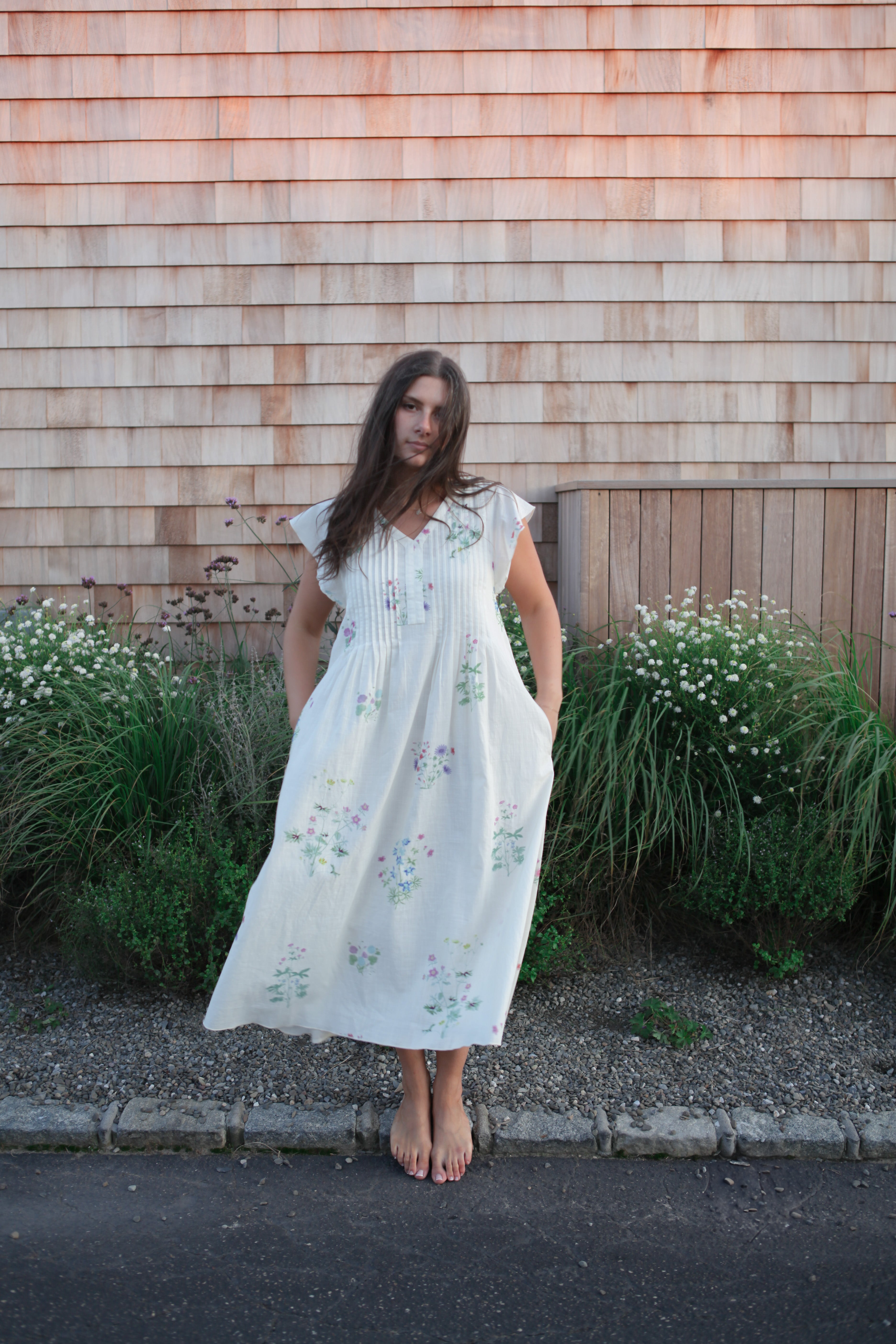NIBI MTK Doris Midi Dress - Cream Botanical