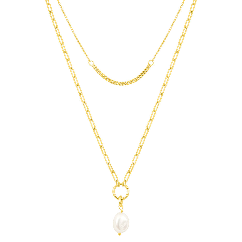 Emily Pearl Layer Necklace - Gold
