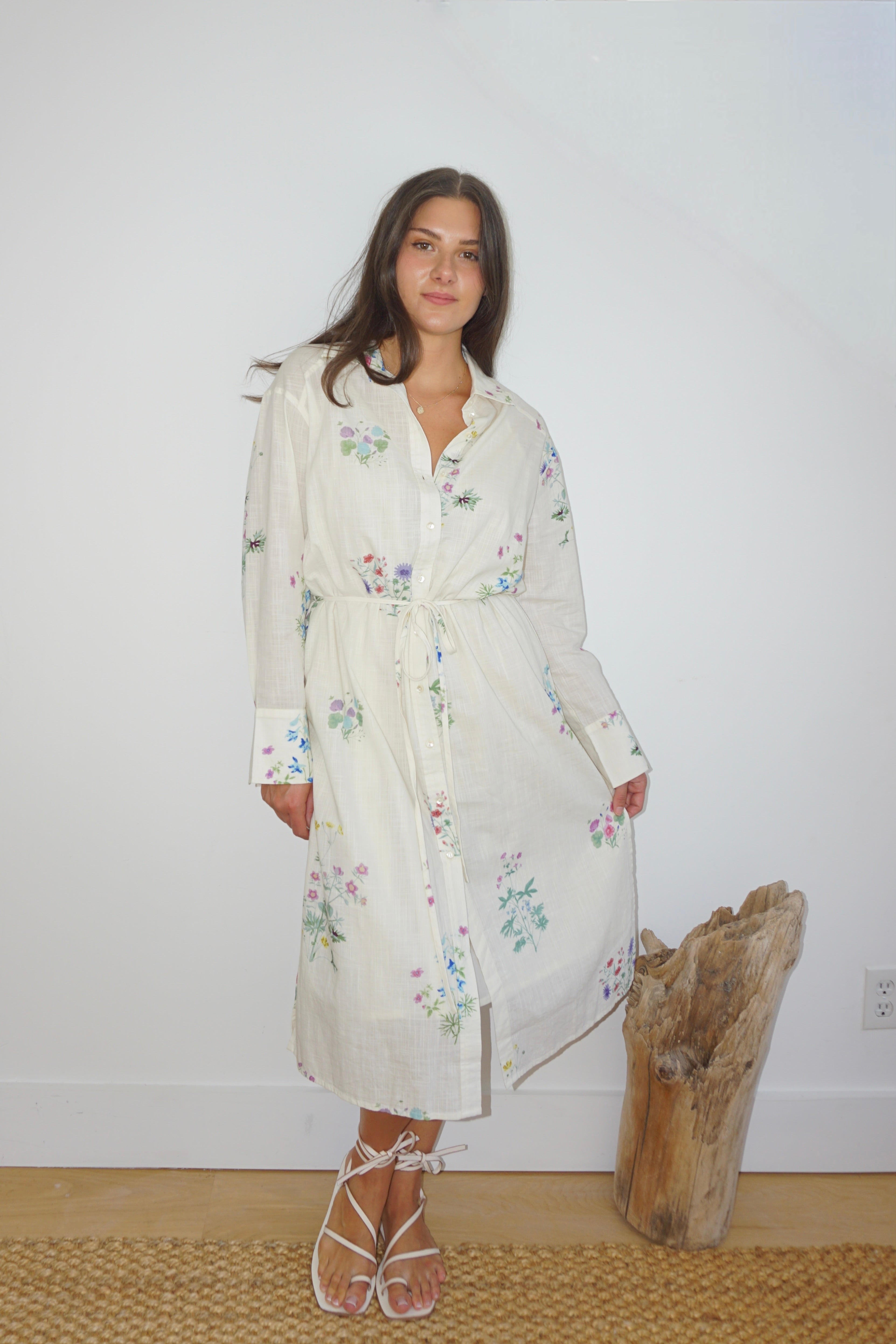 NIBI MTK Chambers Midi Dress - Cream Botanical
