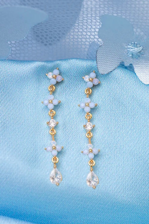 Girls Crew Blue Blossom Love Dangle Earrings