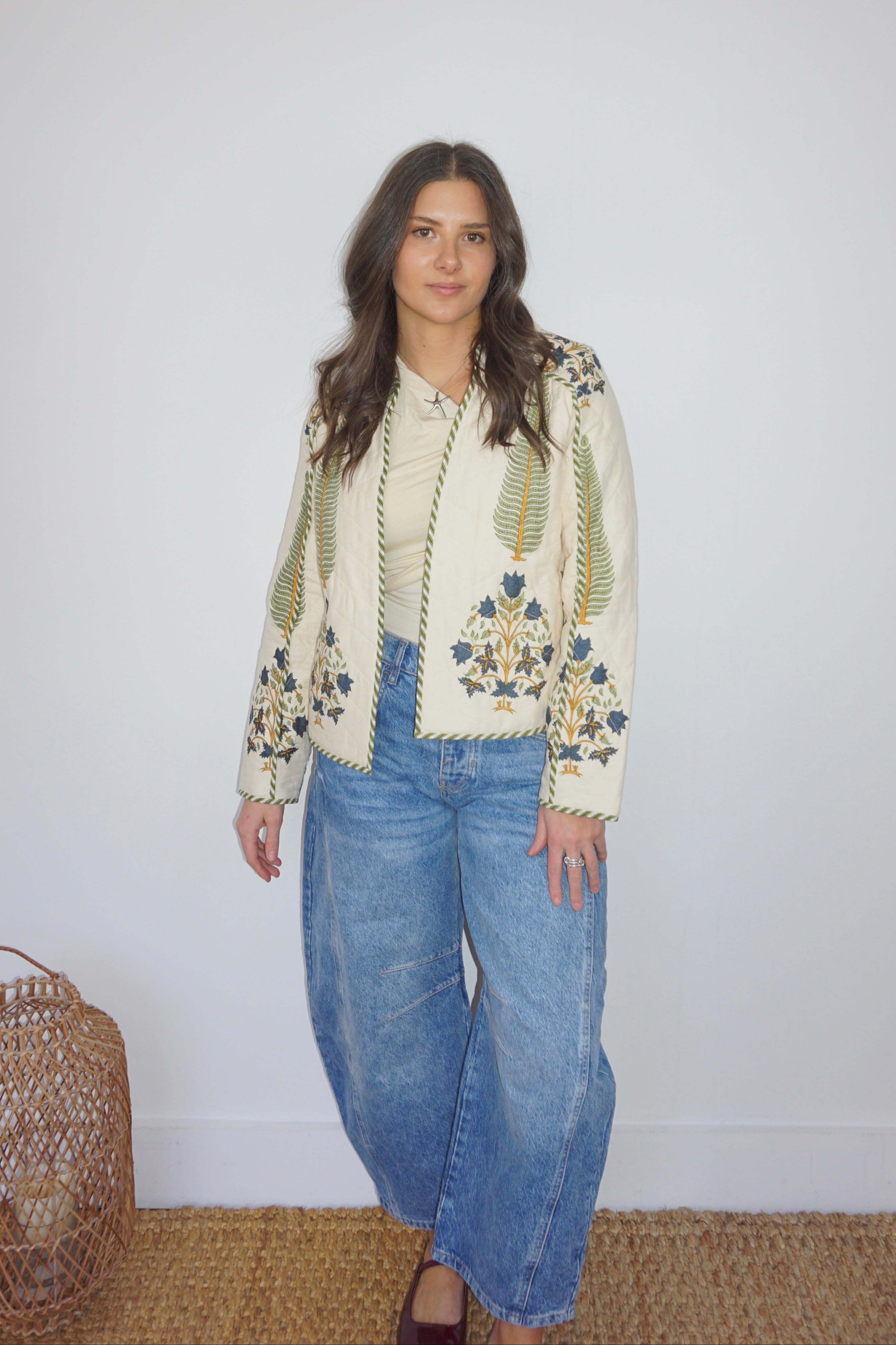 Fallon Quilted Reversible Jacket in Navy Victorian