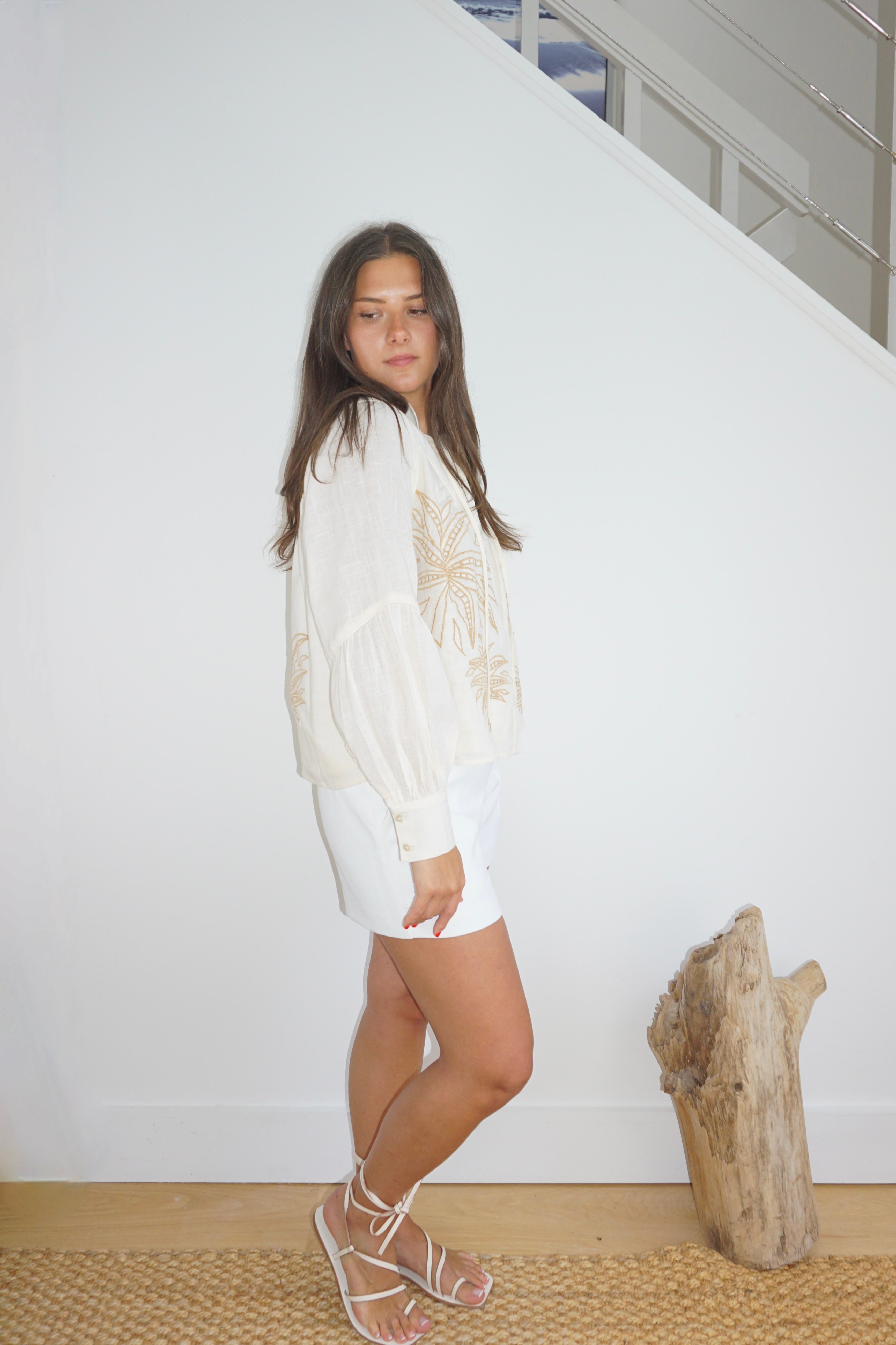 NIBI MTK Flora Top - Cream Abstract Palms