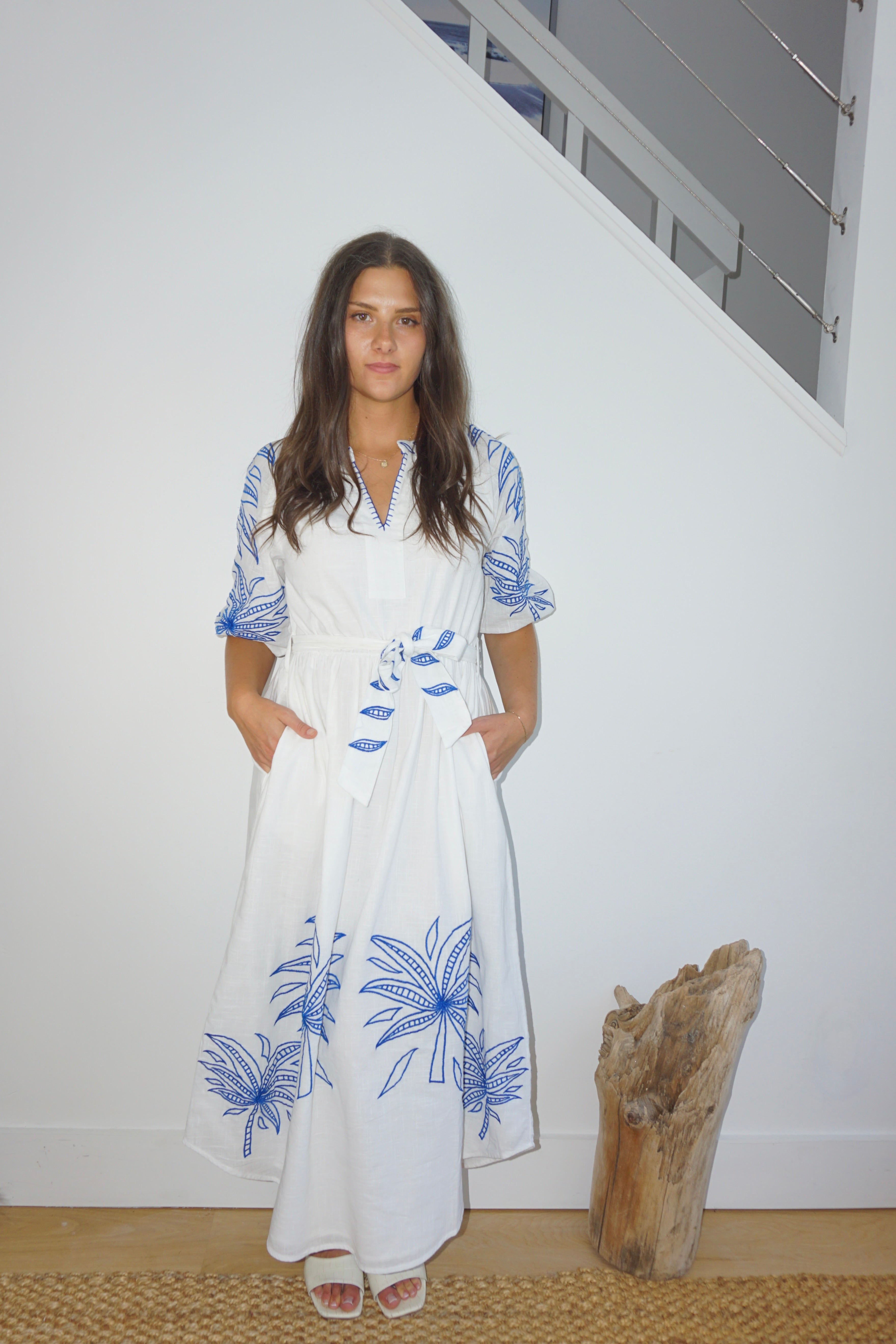 NIBI MTK Frankie Dress - Blue Abstract Palms