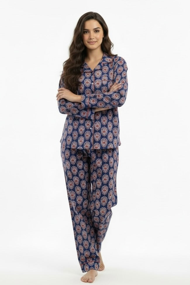 Gabriella Long Pajama Set in Midnight Floral