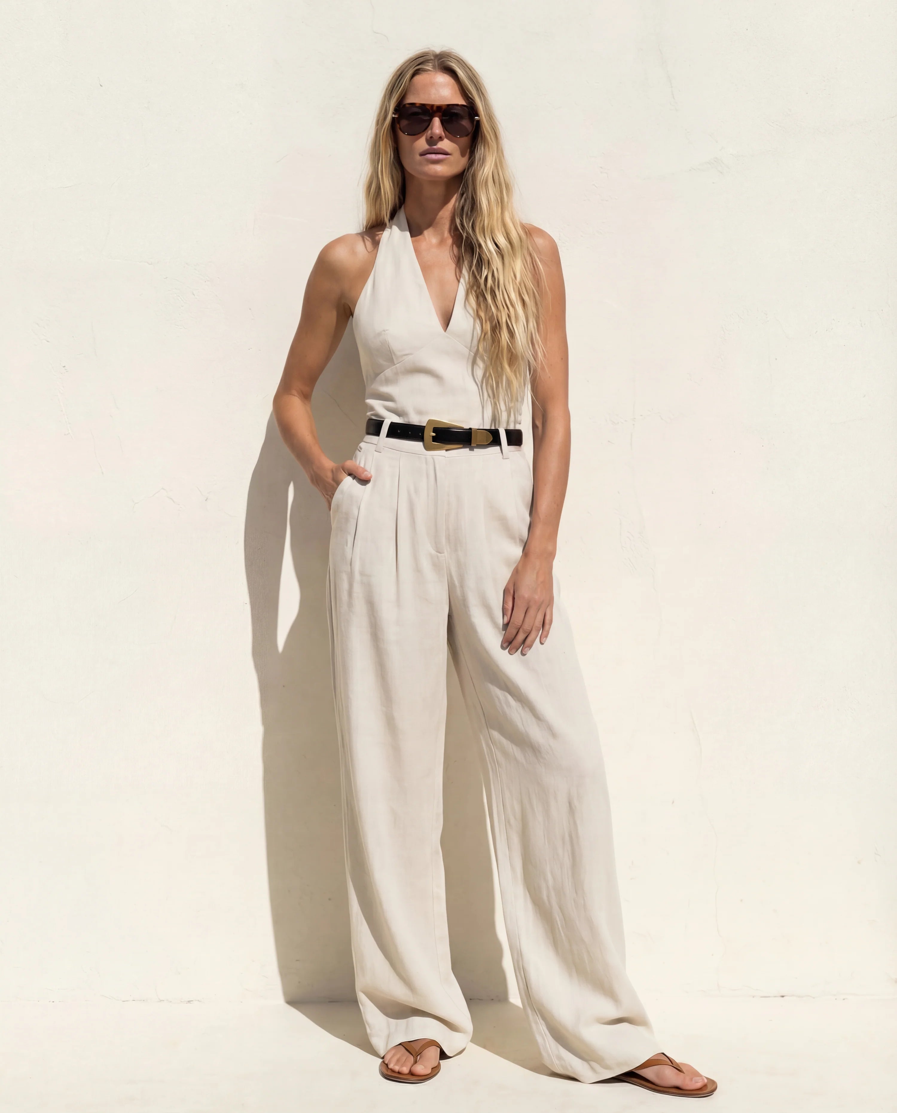 Linen Blend Halter Top