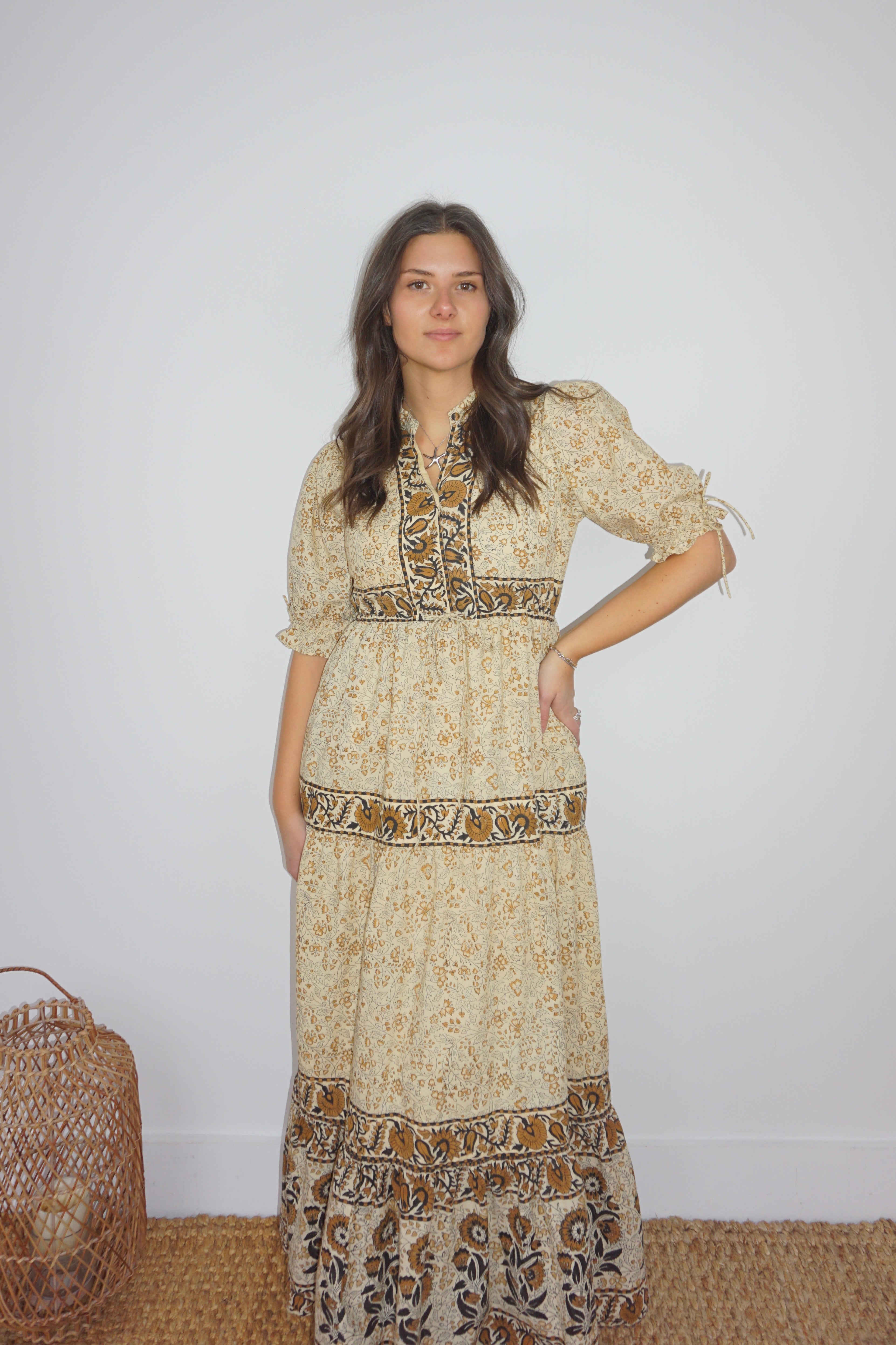 Grazia Dress in Black Jacobean