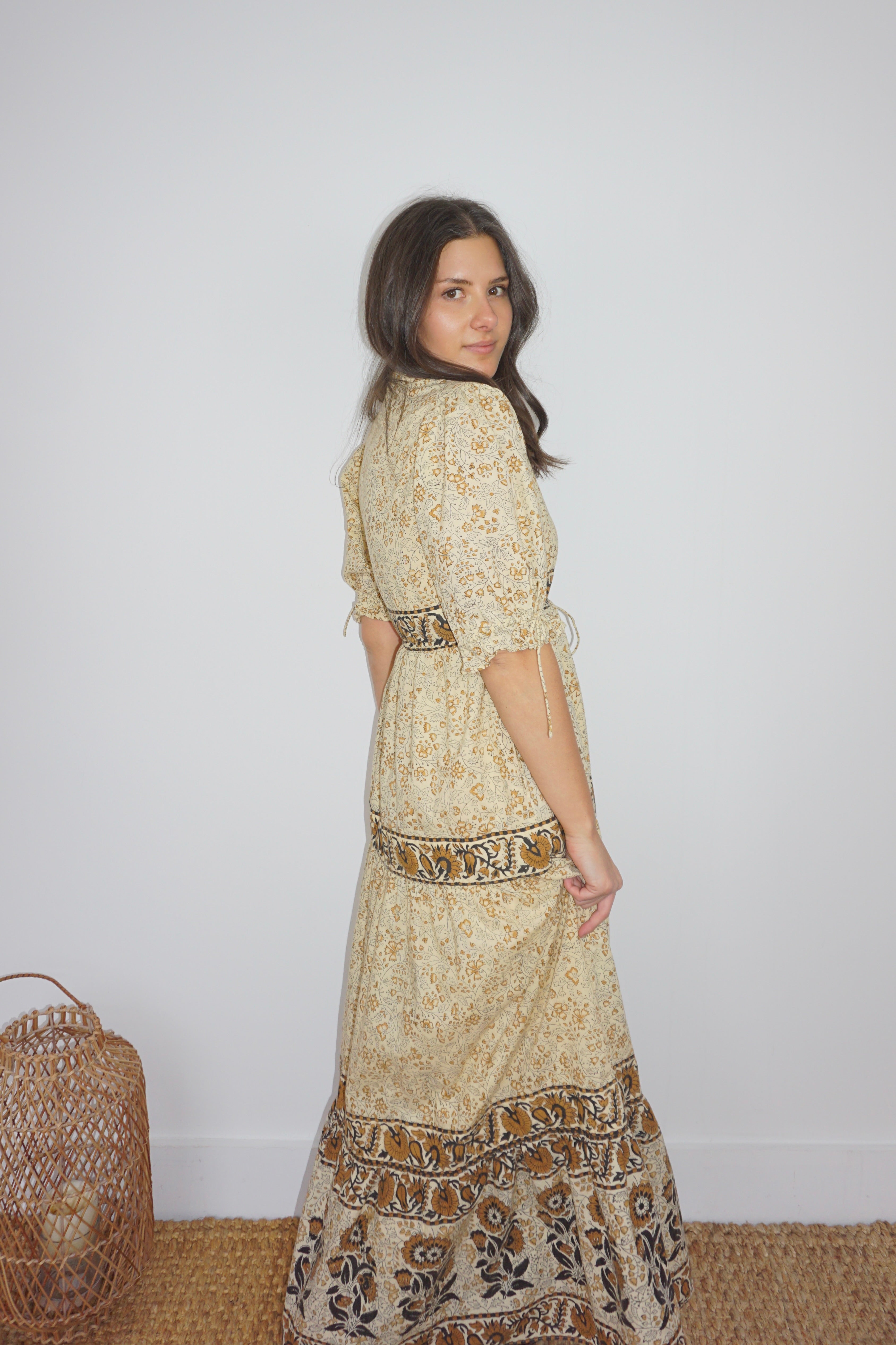 Grazia Dress in Black Jacobean
