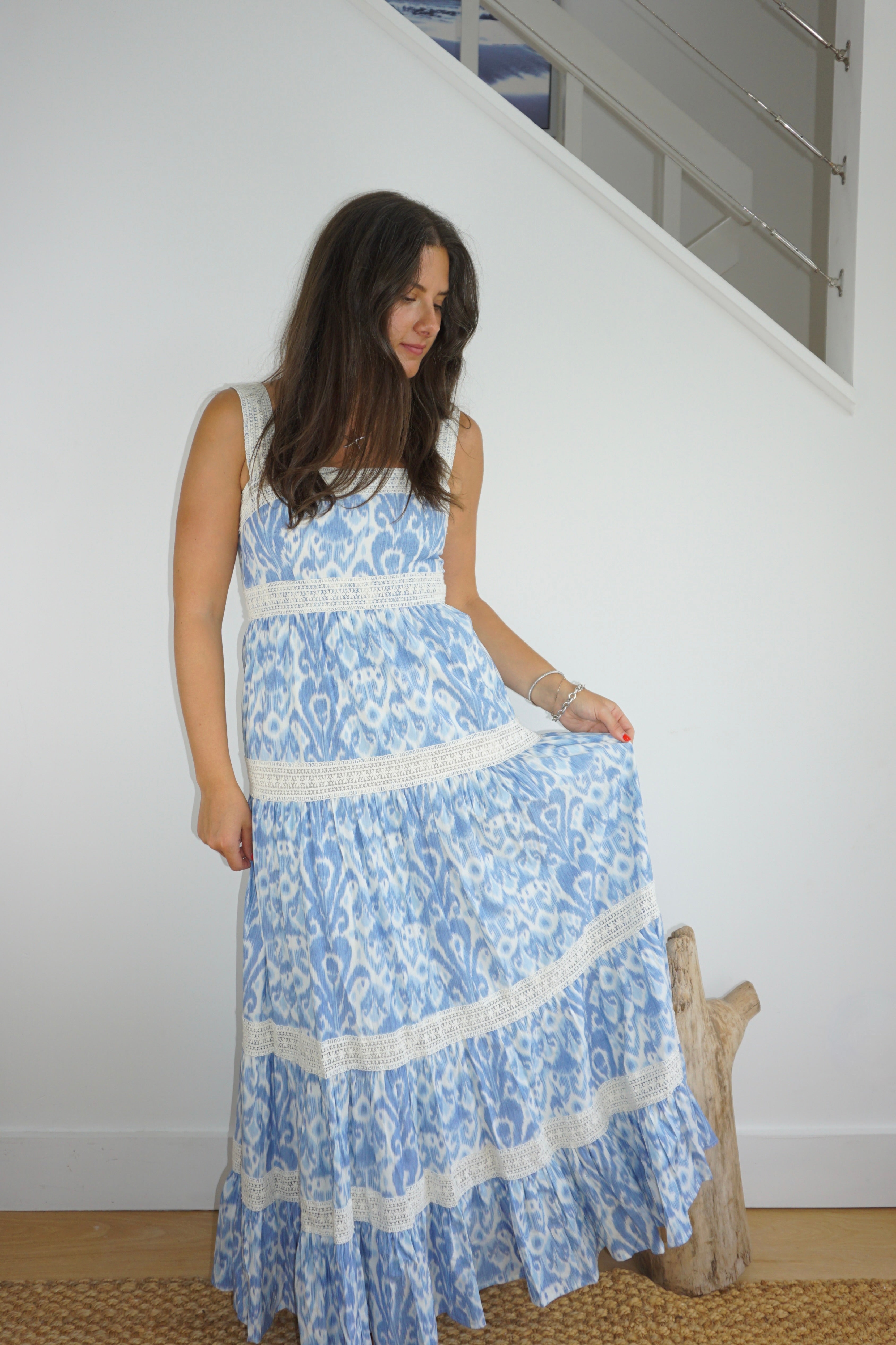 Halo Maxi Dress - Faded Blue Ikat