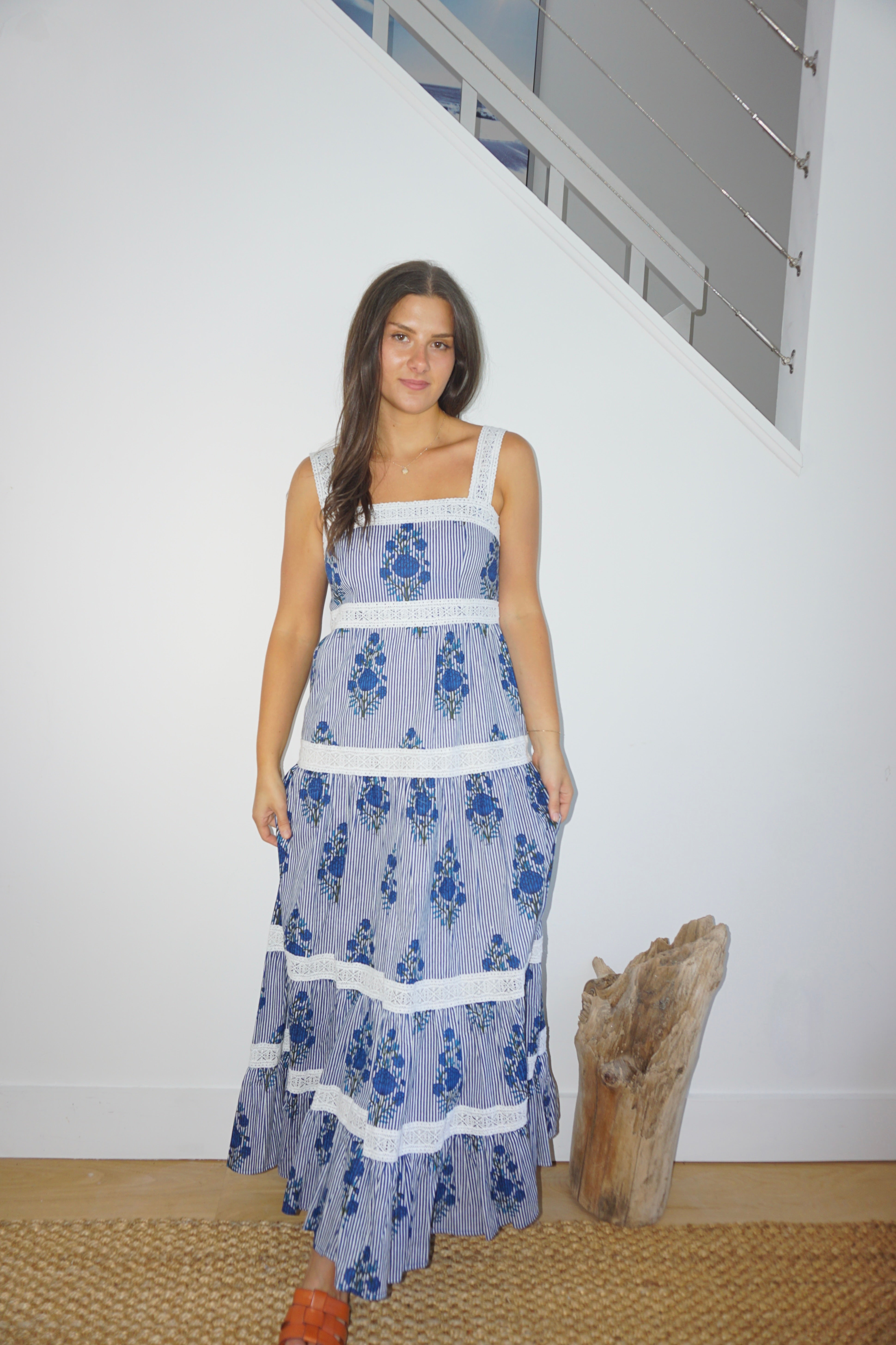 NIBI MTK Halo Maxi Dress - Navy Block Stripe