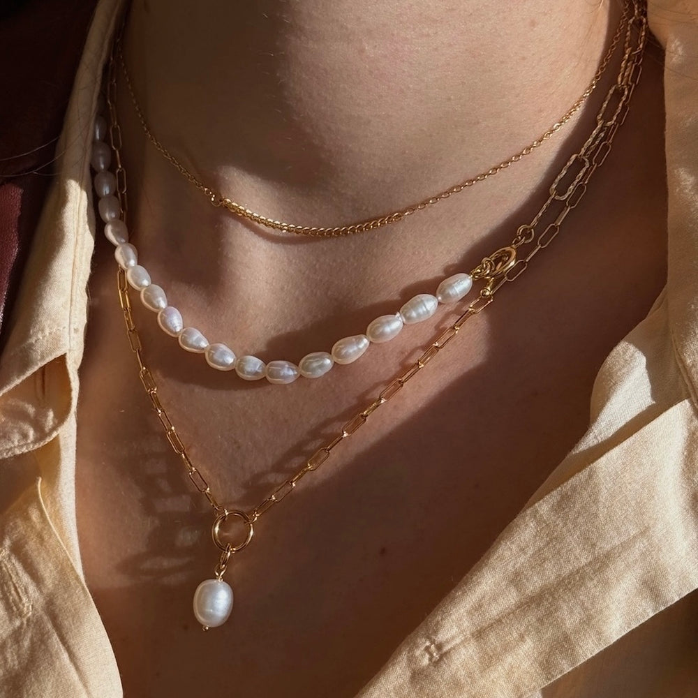 Emily Pearl Layer Necklace - Gold
