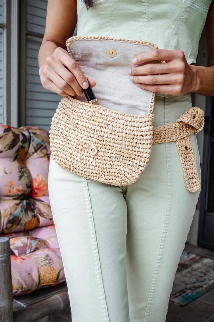 Hat Attack Straw Belt Bag