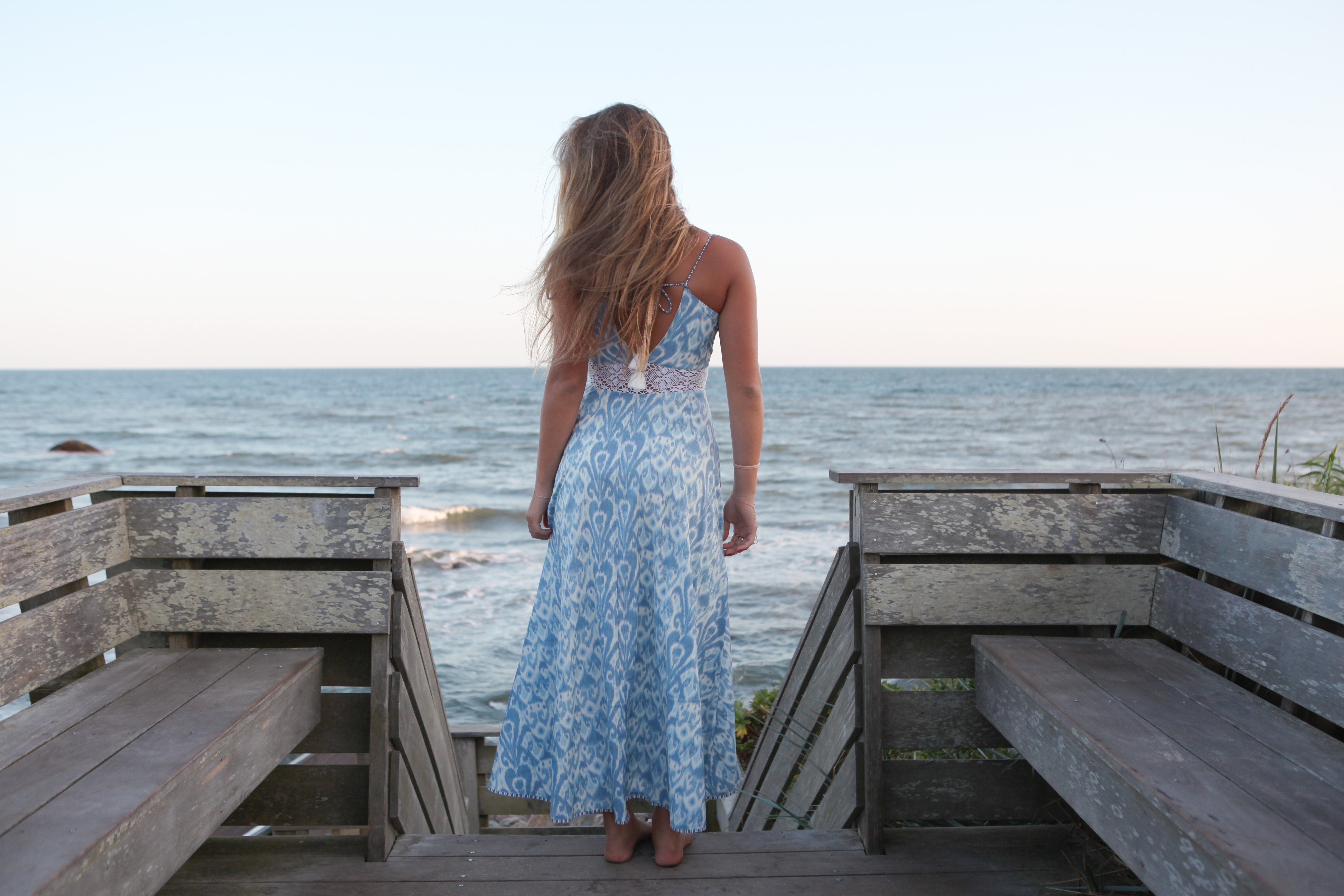 NIBI MTK Isabella Maxi Dress - Faded Blue Ikat