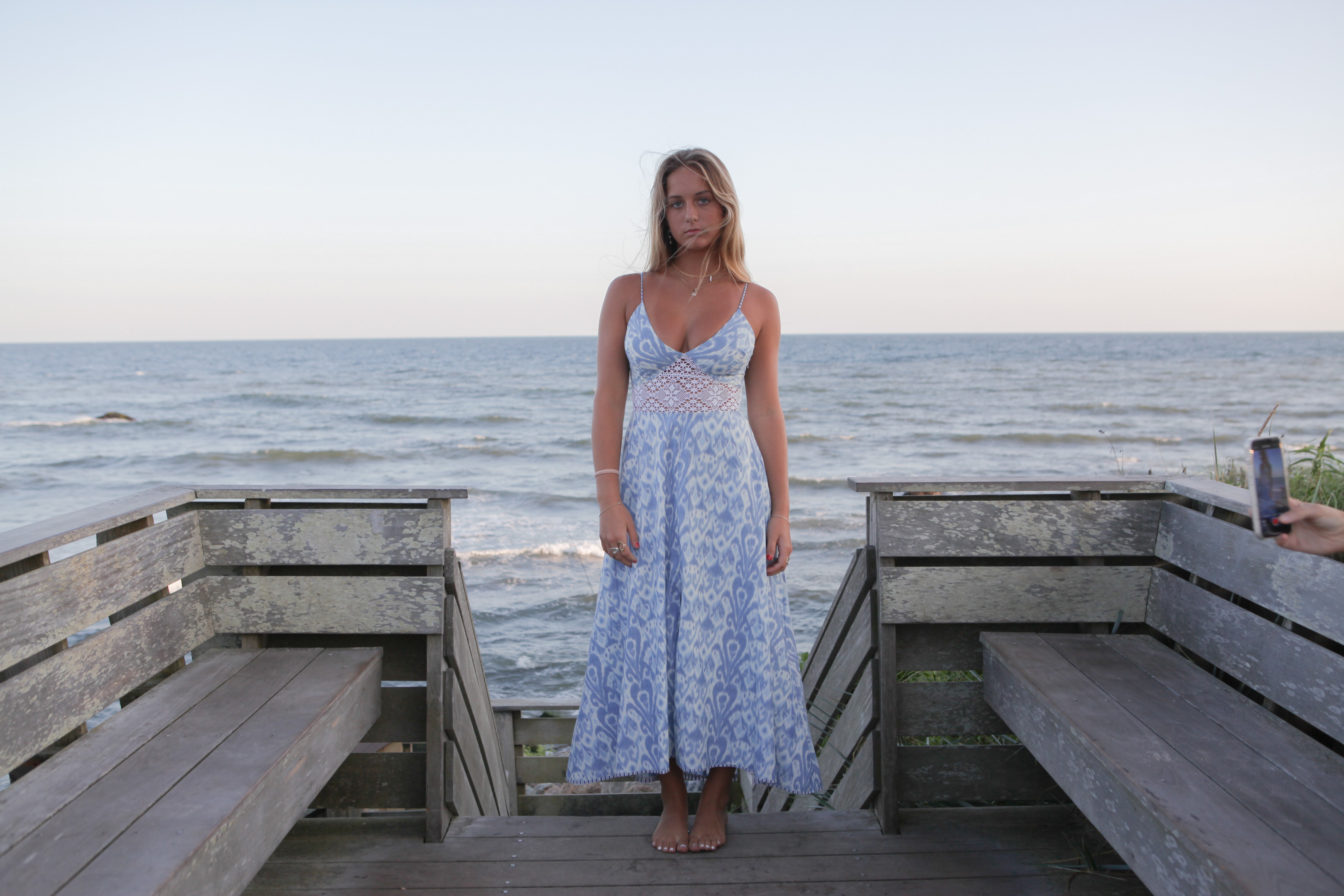 NIBI MTK Isabella Maxi Dress - Faded Blue Ikat