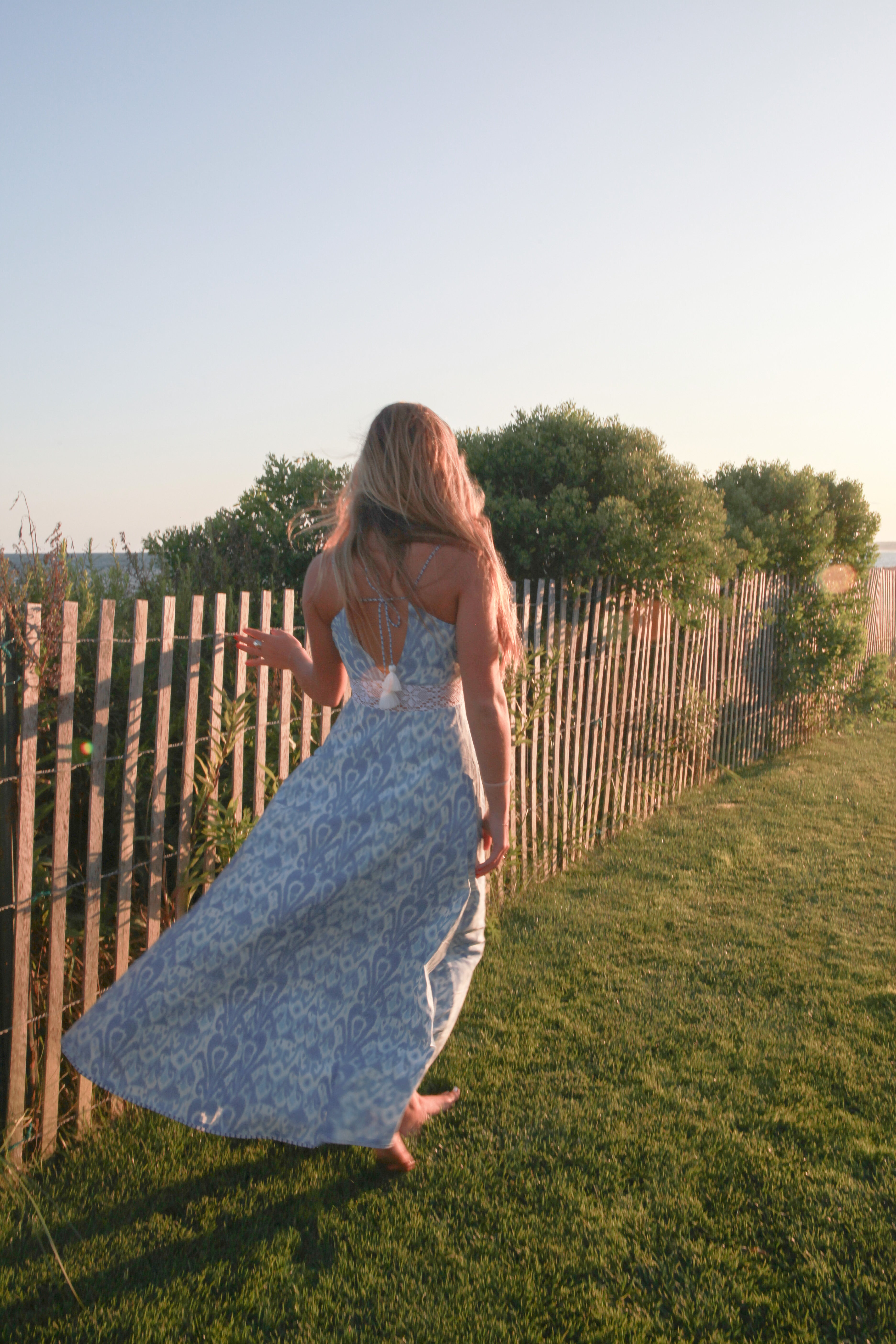 NIBI MTK Isabella Maxi Dress - Faded Blue Ikat