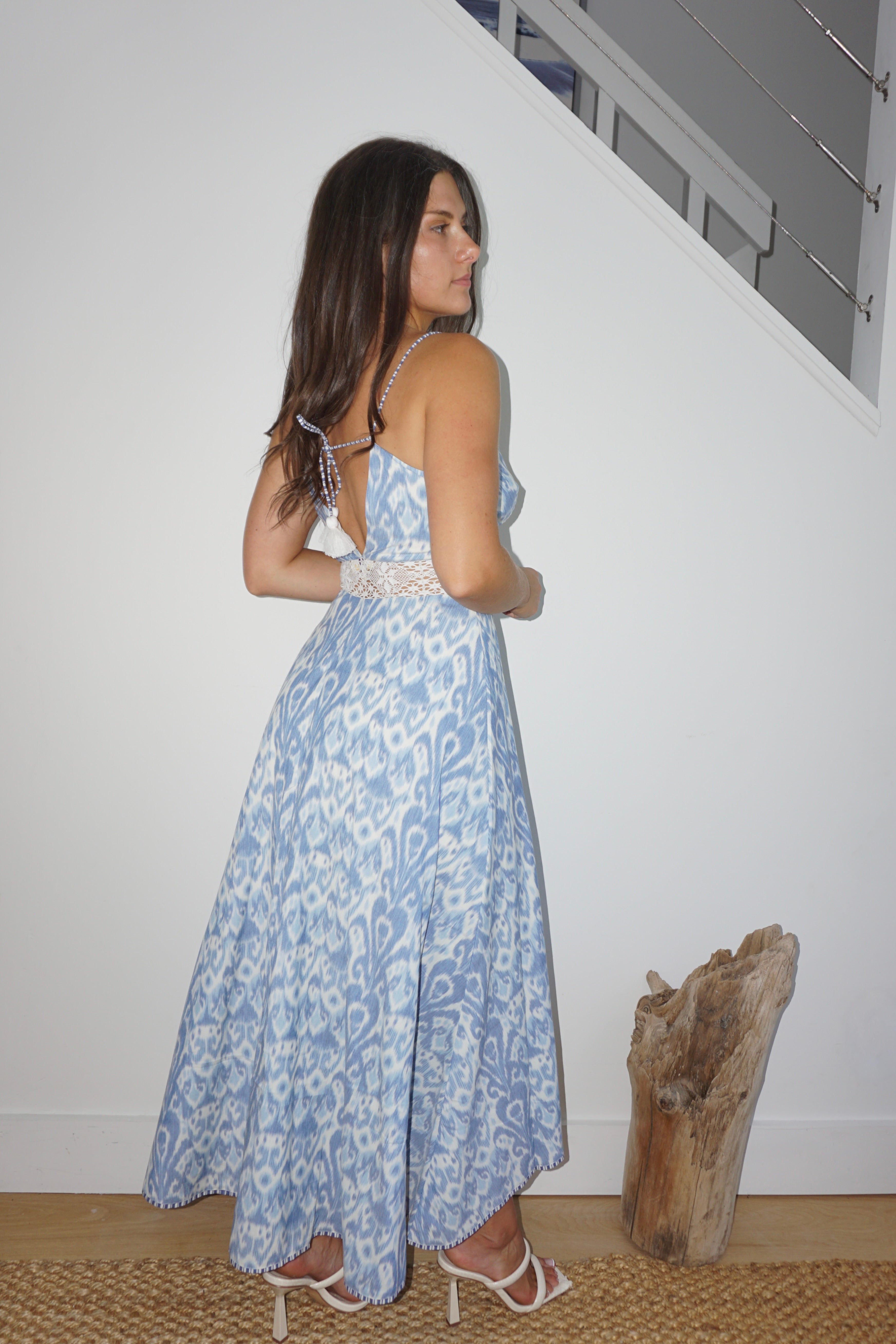 NIBI MTK Isabella Maxi Dress - Faded Blue Ikat