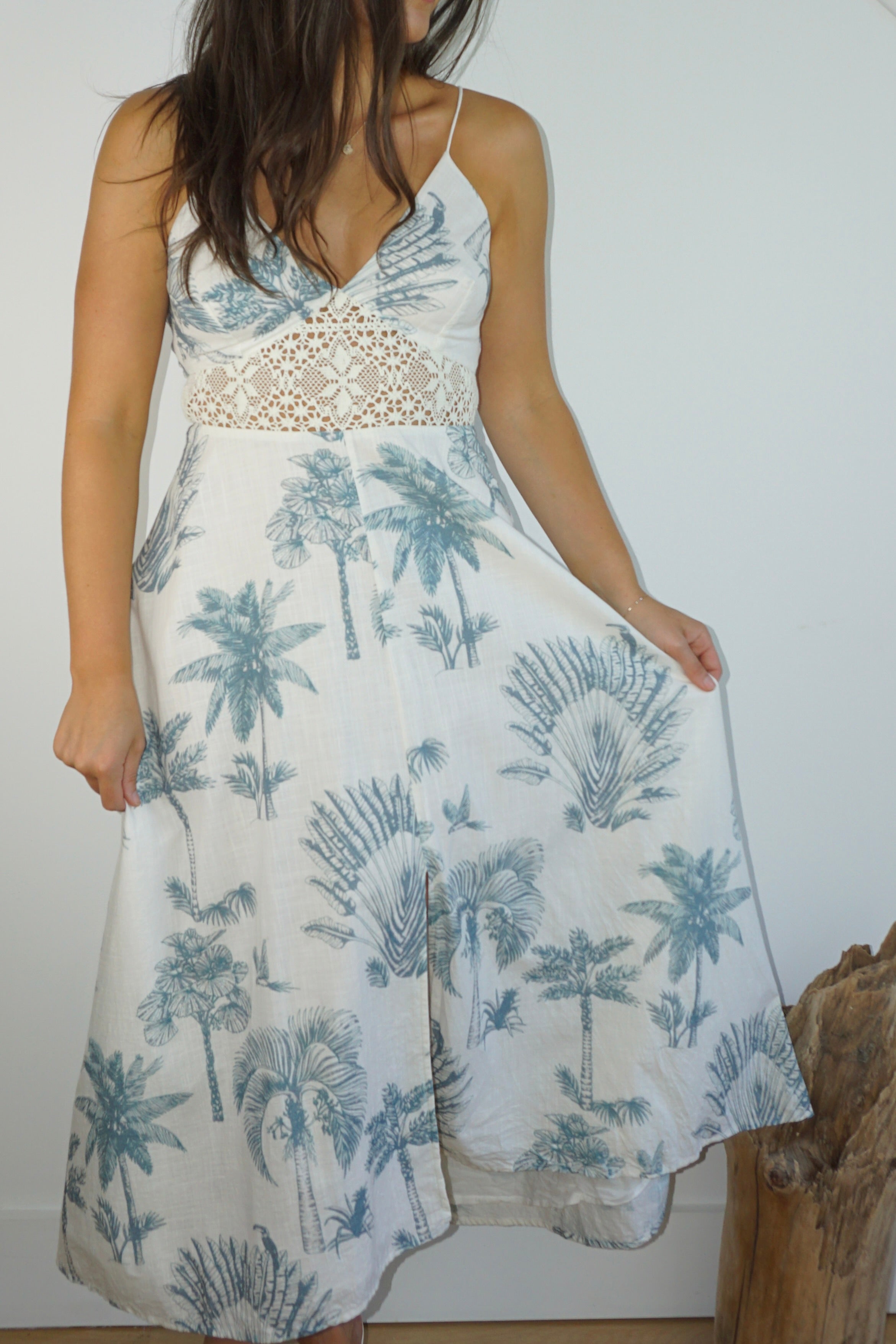 Isabella Maxi Dress - Faded Teal Palms