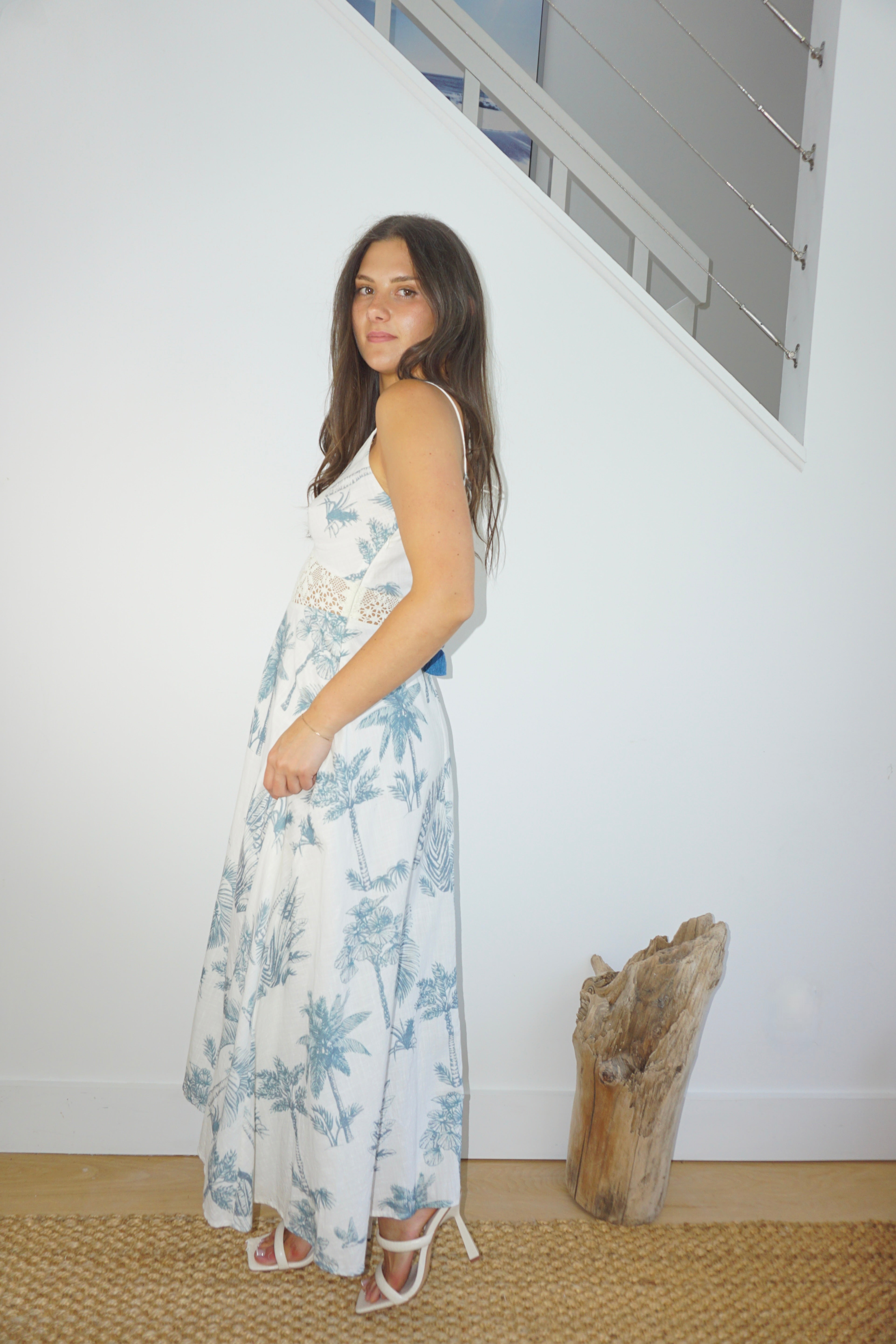 Isabella Maxi Dress - Faded Teal Palms