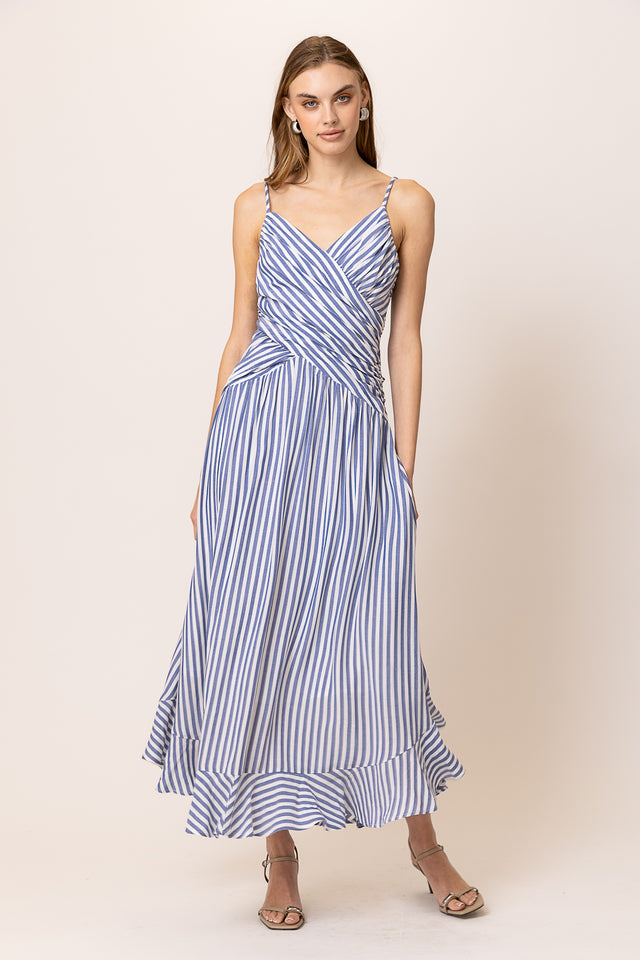 Noah Maxi Dress - Blue/White