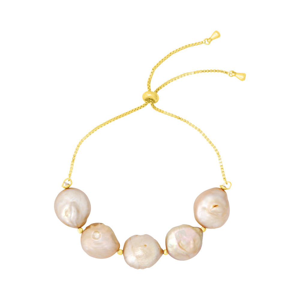 Lucia Champagne Pearl Pull Tie Bracelet