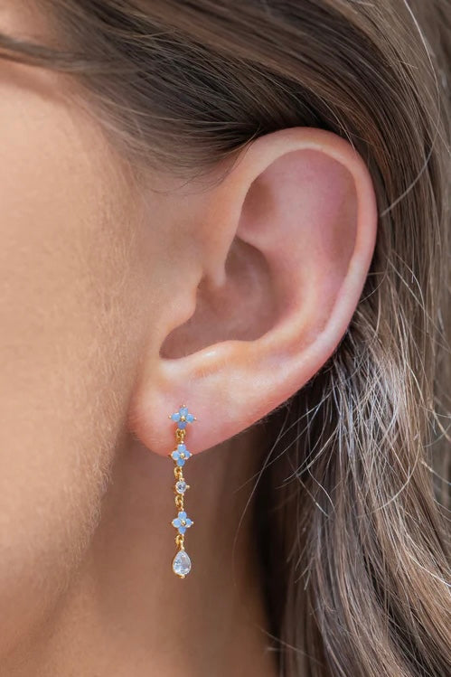 Girls Crew Blue Blossom Love Dangle Earrings