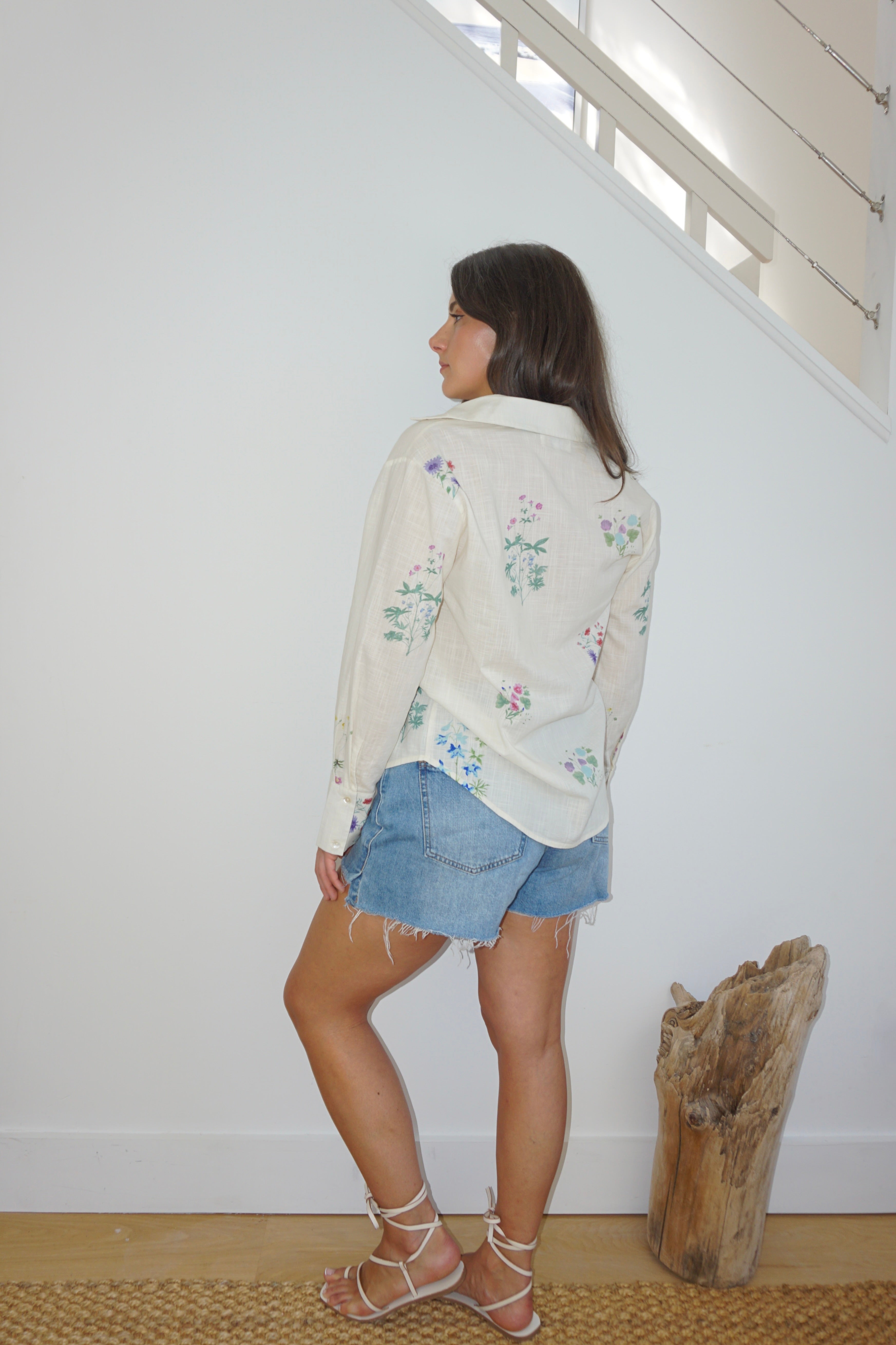 NIBI MTK Mable Button Down Shirt - Cream Botanical