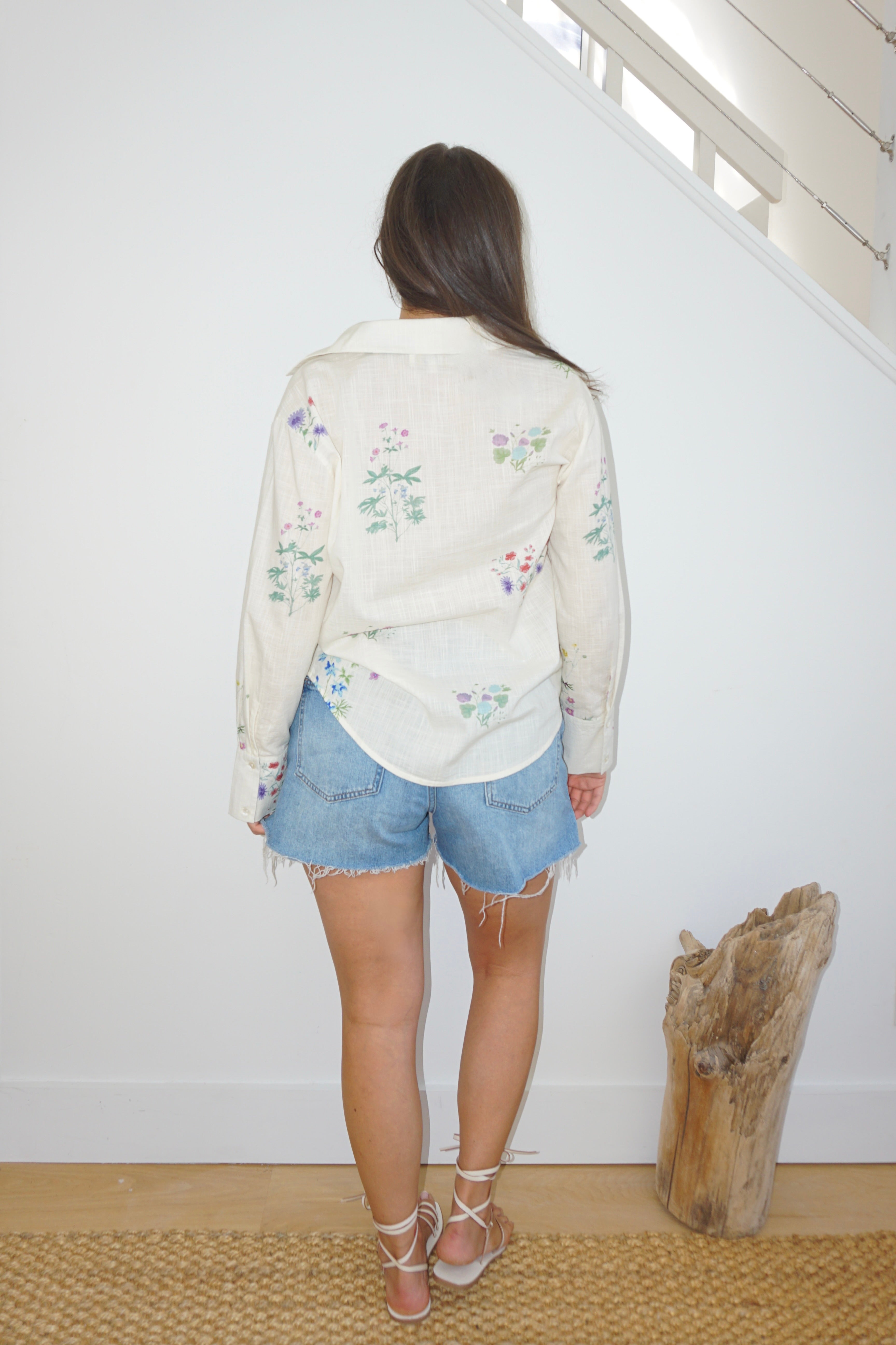 NIBI MTK Mable Button Down Shirt - Cream Botanical
