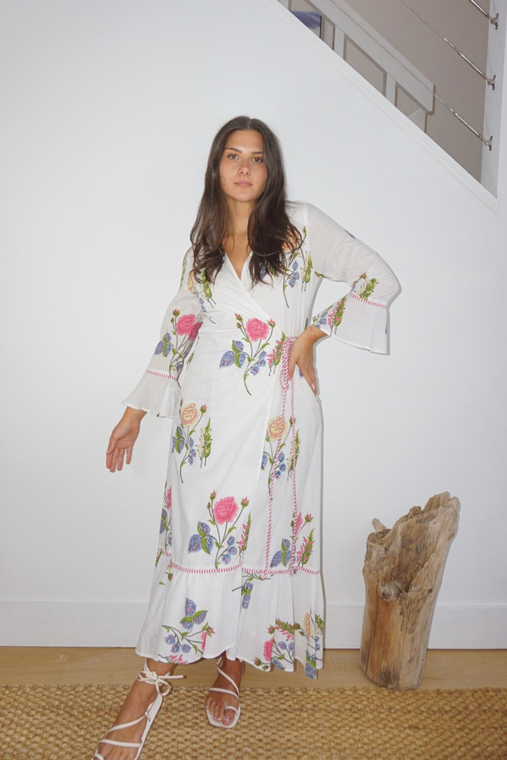 Rhode Wrap Dress in Multi Rosette