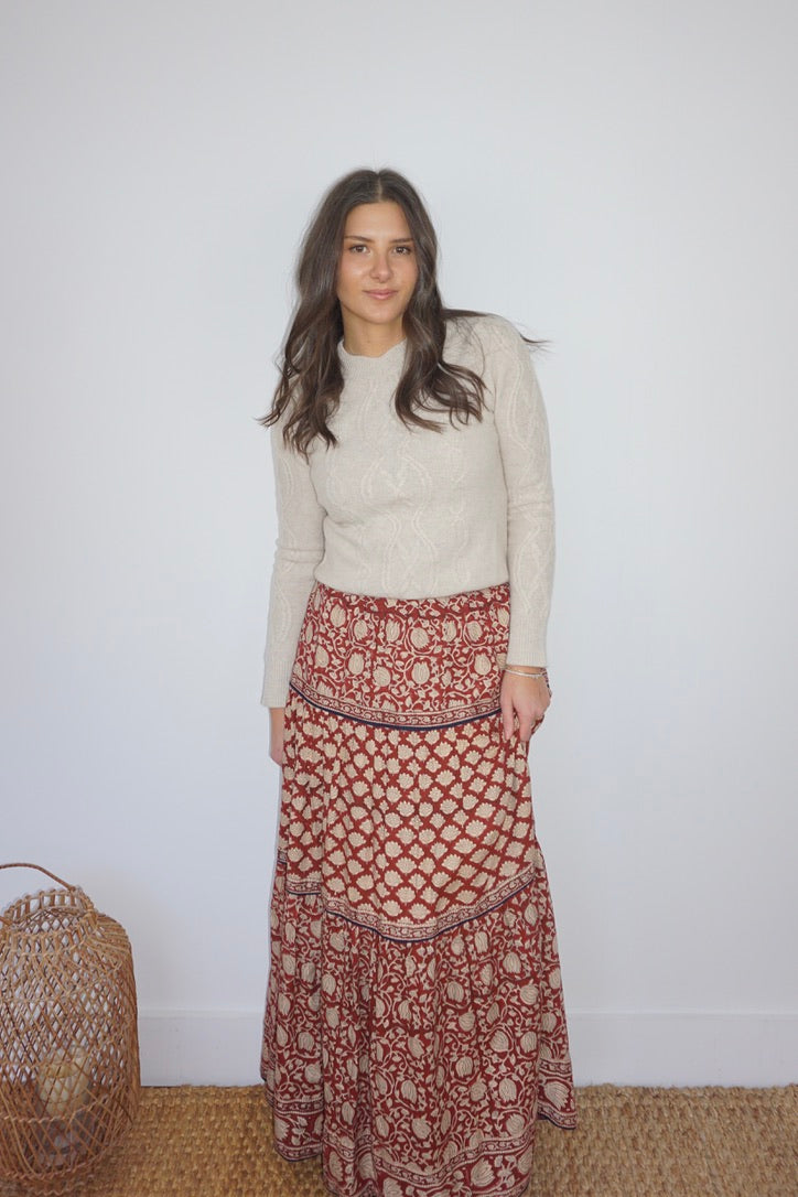 Bea Maxi Skirt in Red Lotus