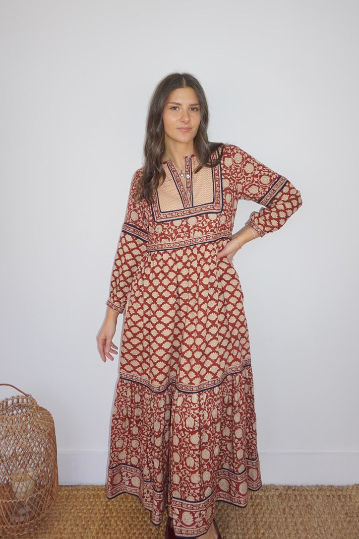 Nori Maxi Dress in Red Lotus
