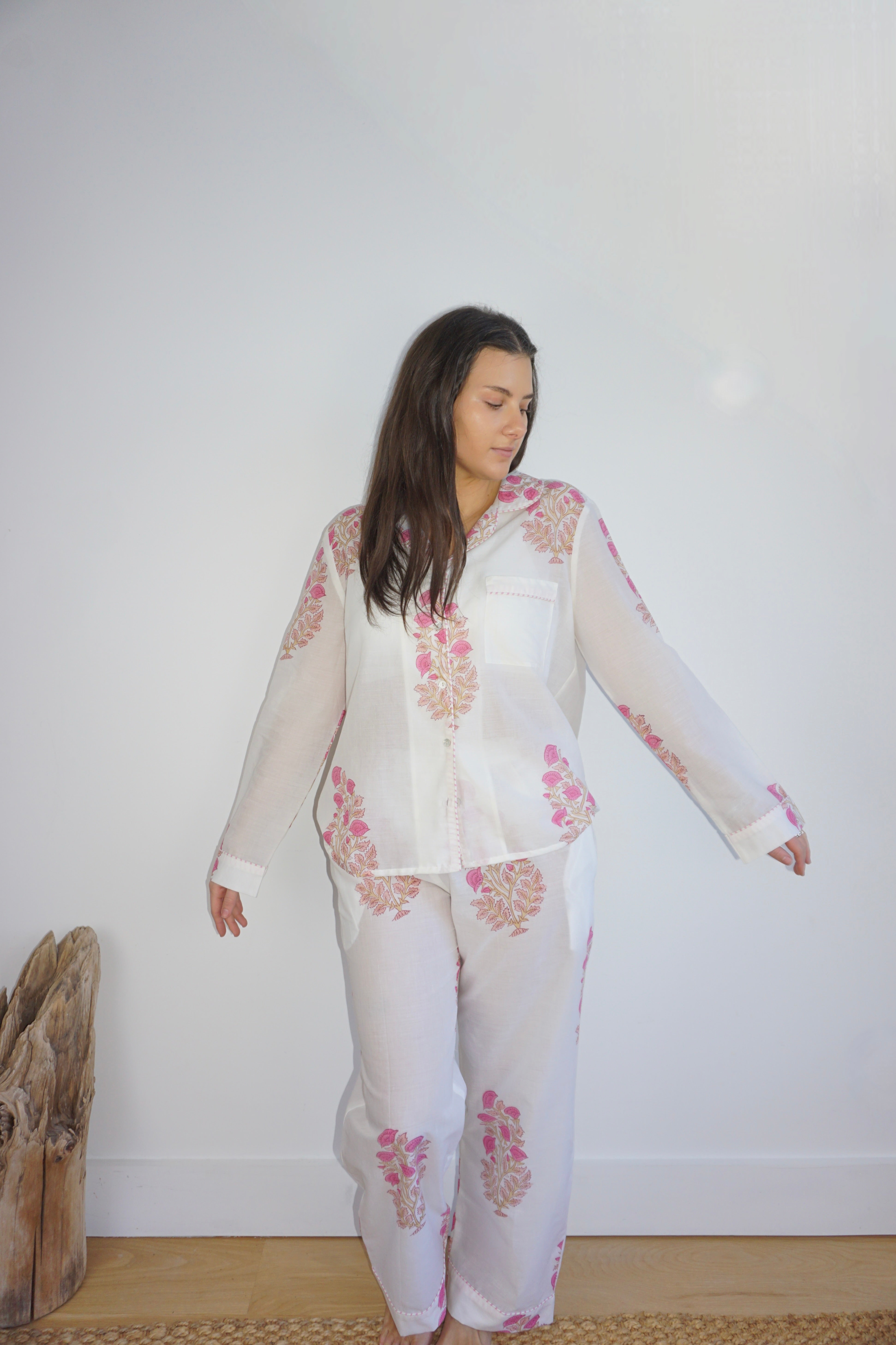 NIBI MTK Pajama Set - Long Sleeve Long Pant - Pink Peony