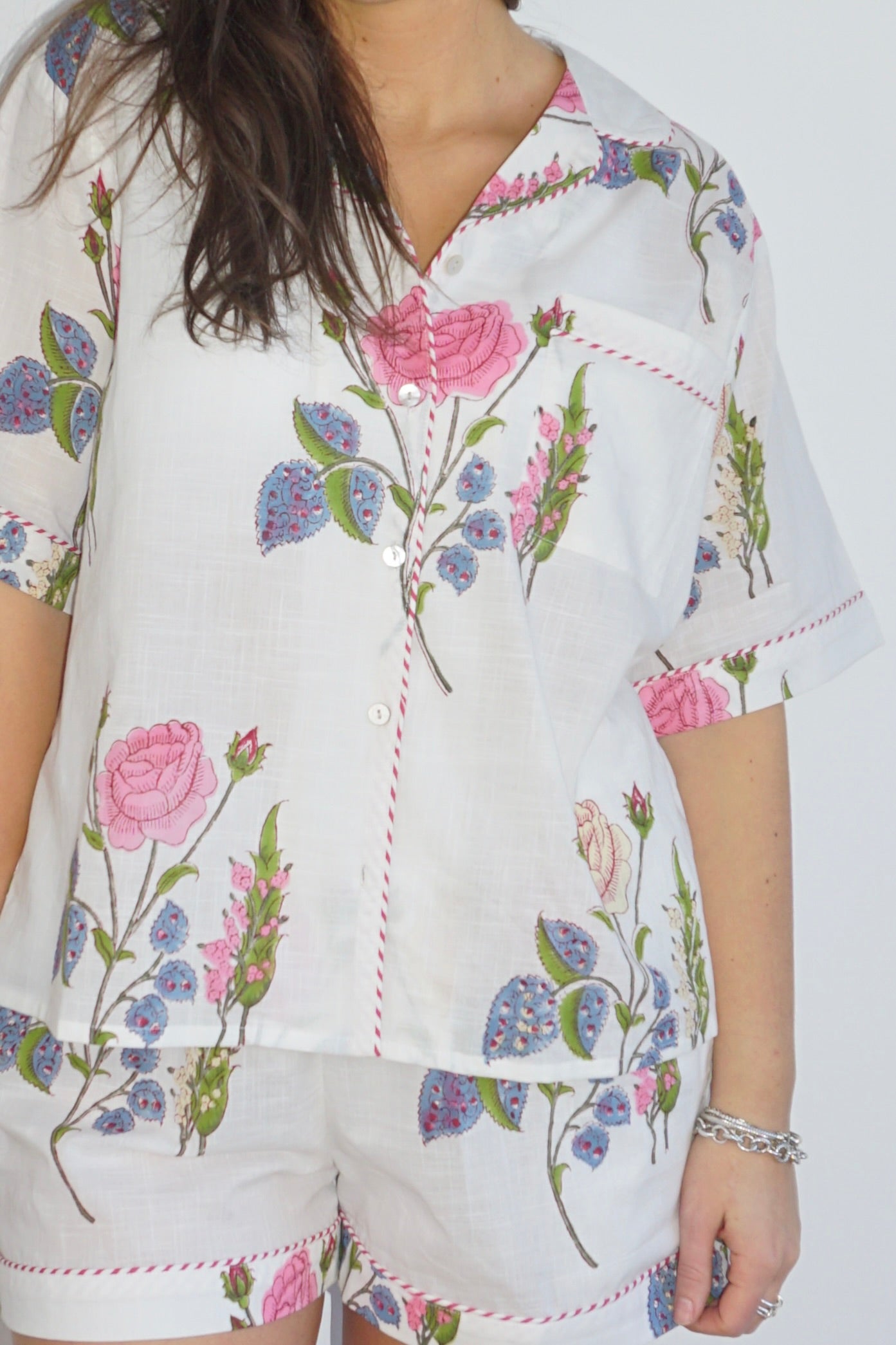 NIBI MTK Pajama Set - Short Sleeve & Short - Multi Rosette