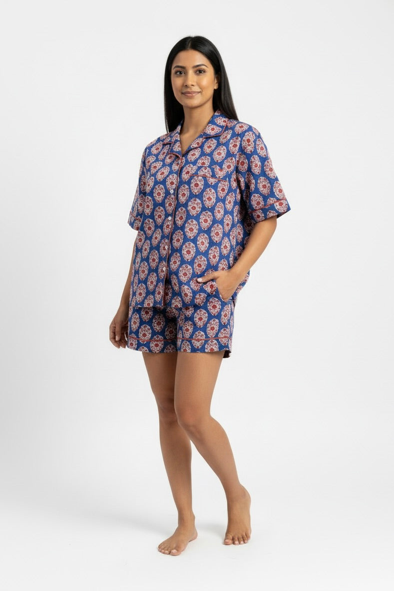 Paola Short Pajama Set in Midnight Floral