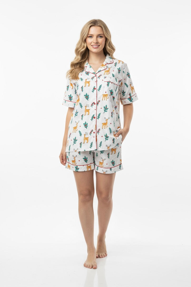 Paola Pajama Short Set in Forest Folk