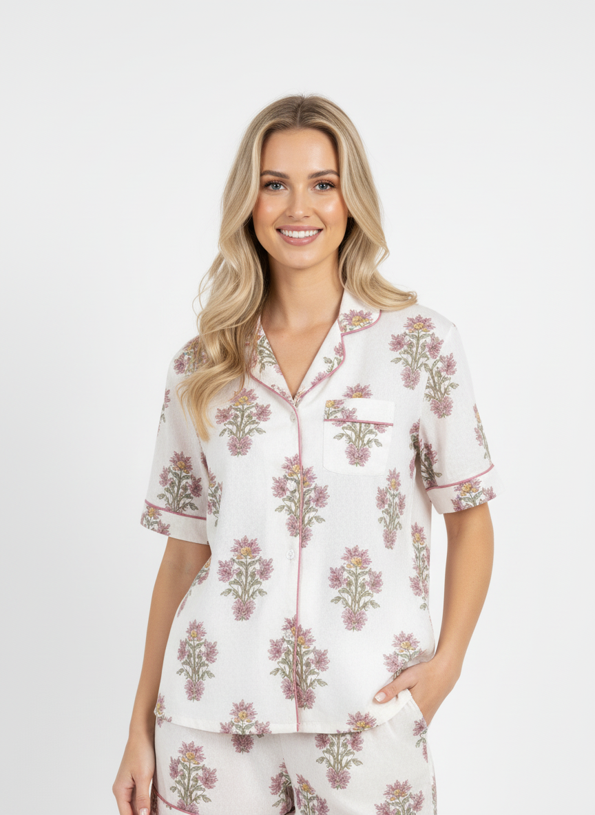 Paola Short Pajama Set in Royal Aster